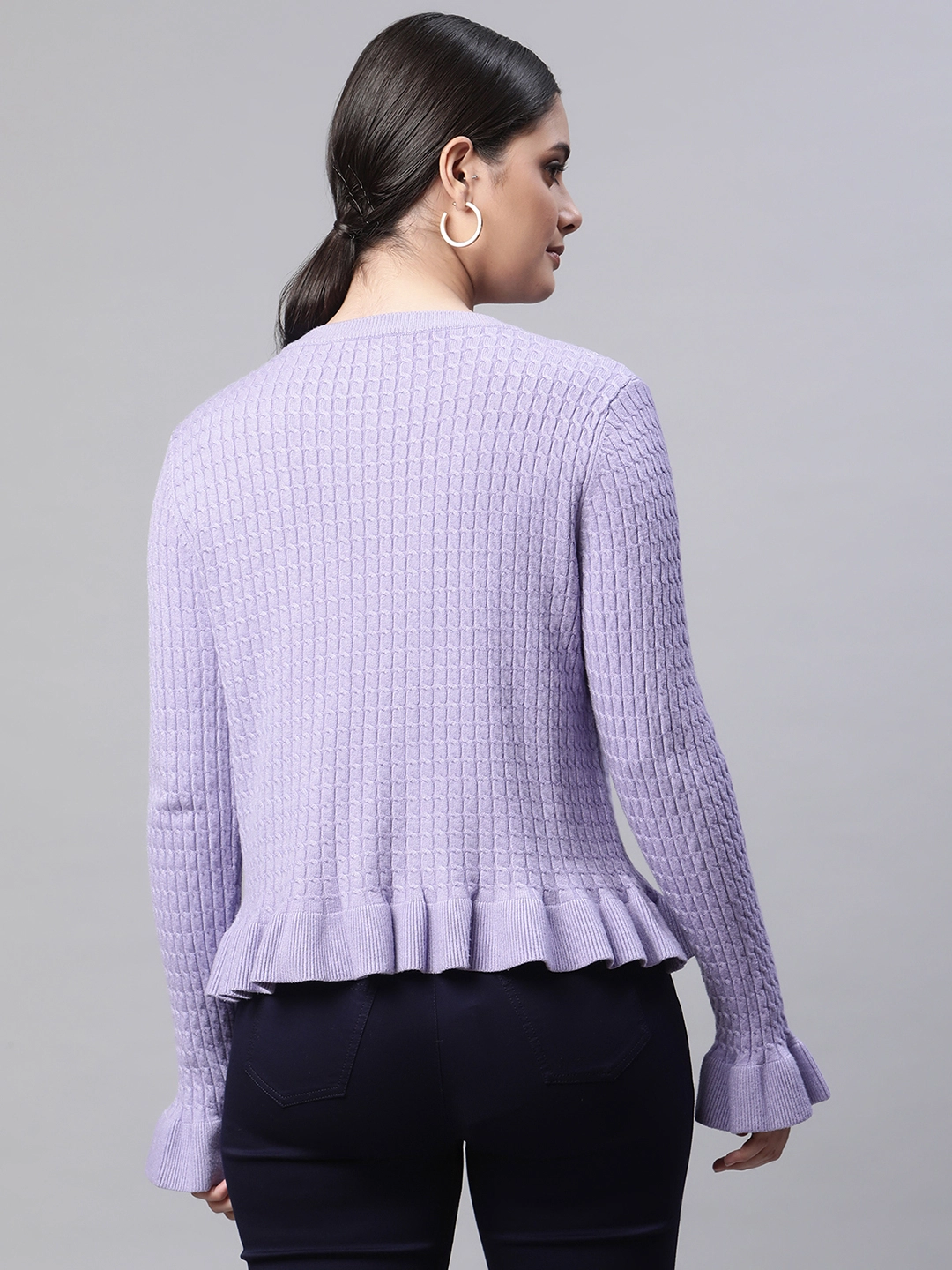 Lavender Ruffled Hem Knitted Pullover - Global Republic