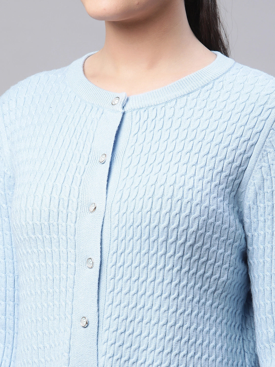 Blue Ruffled Hem Knitted Pullover - Global Republic