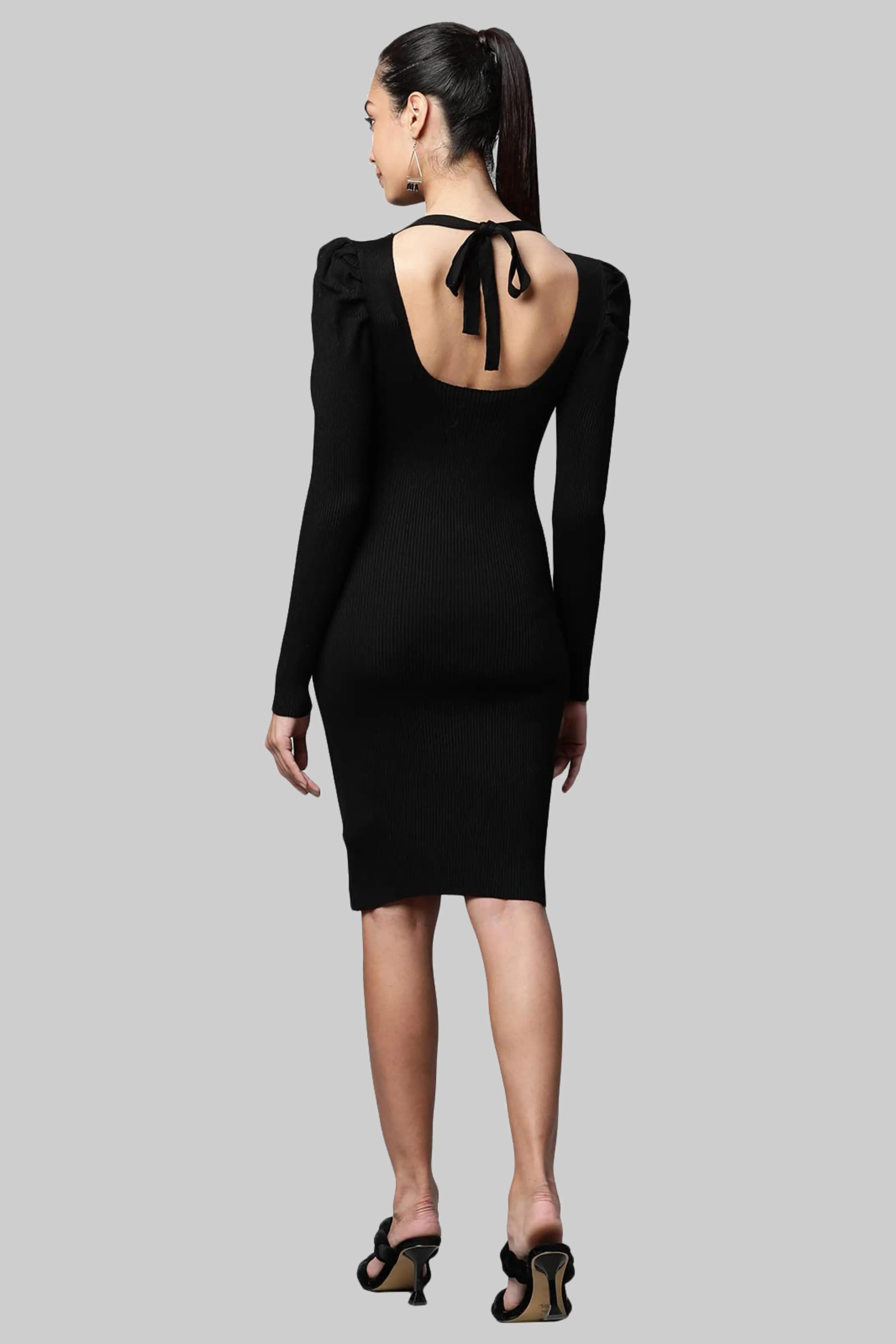 Black Gold Chain Viscose Dress - Global Republic