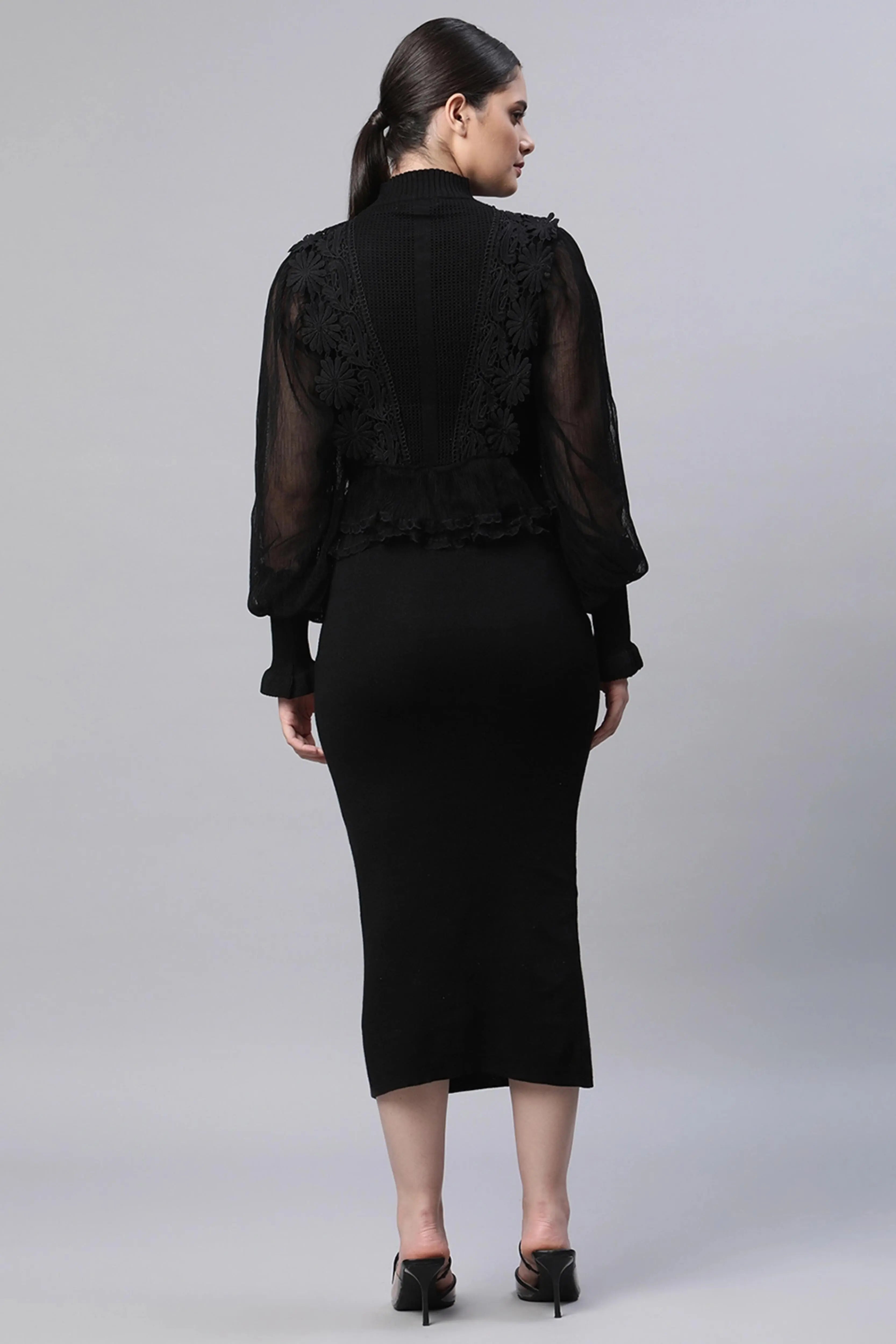 Black Regular Fit Viscose Dress