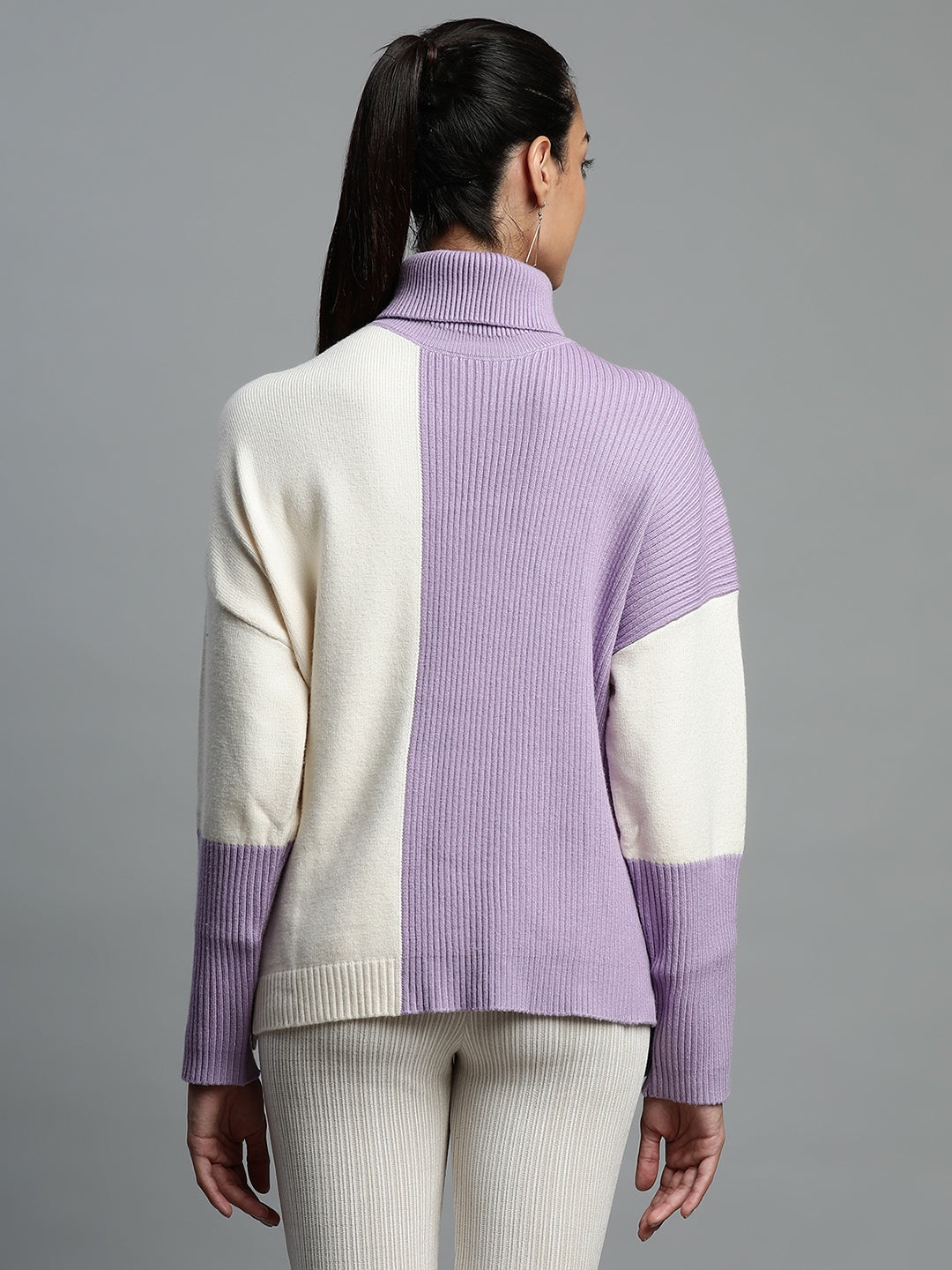 Lilac & Off White Solid Rayon Pullover - Global Republic