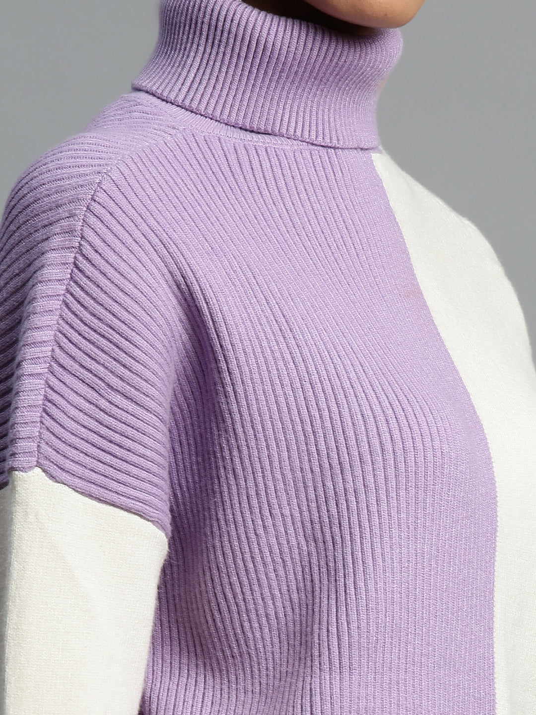 Lilac & Off White Solid Rayon Pullover - Global Republic