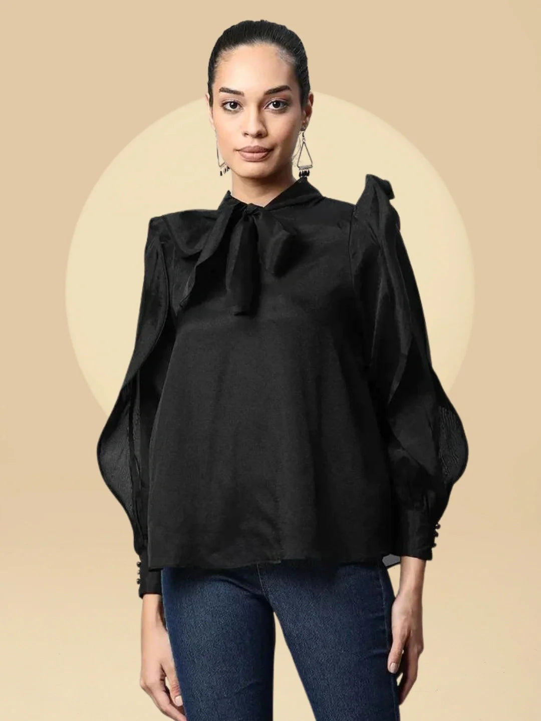 Keyhole Neck Blouson Top - Global Republic