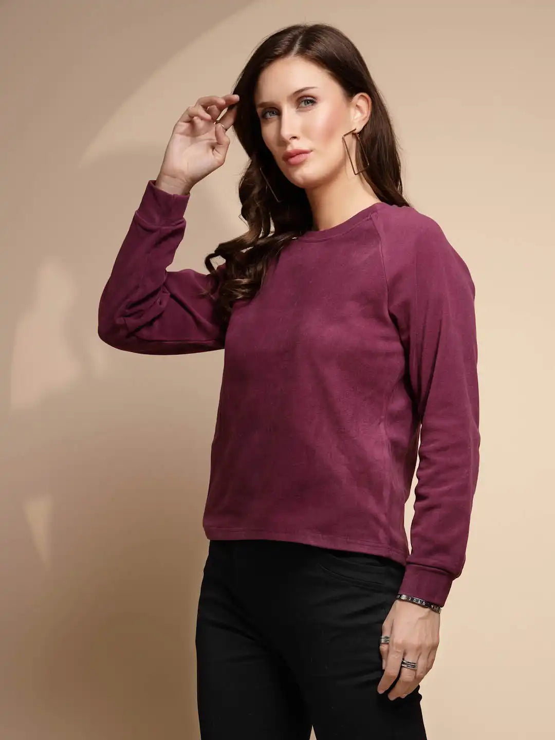 Maroon Round Neck Acrylic Night Suit - Global Republic