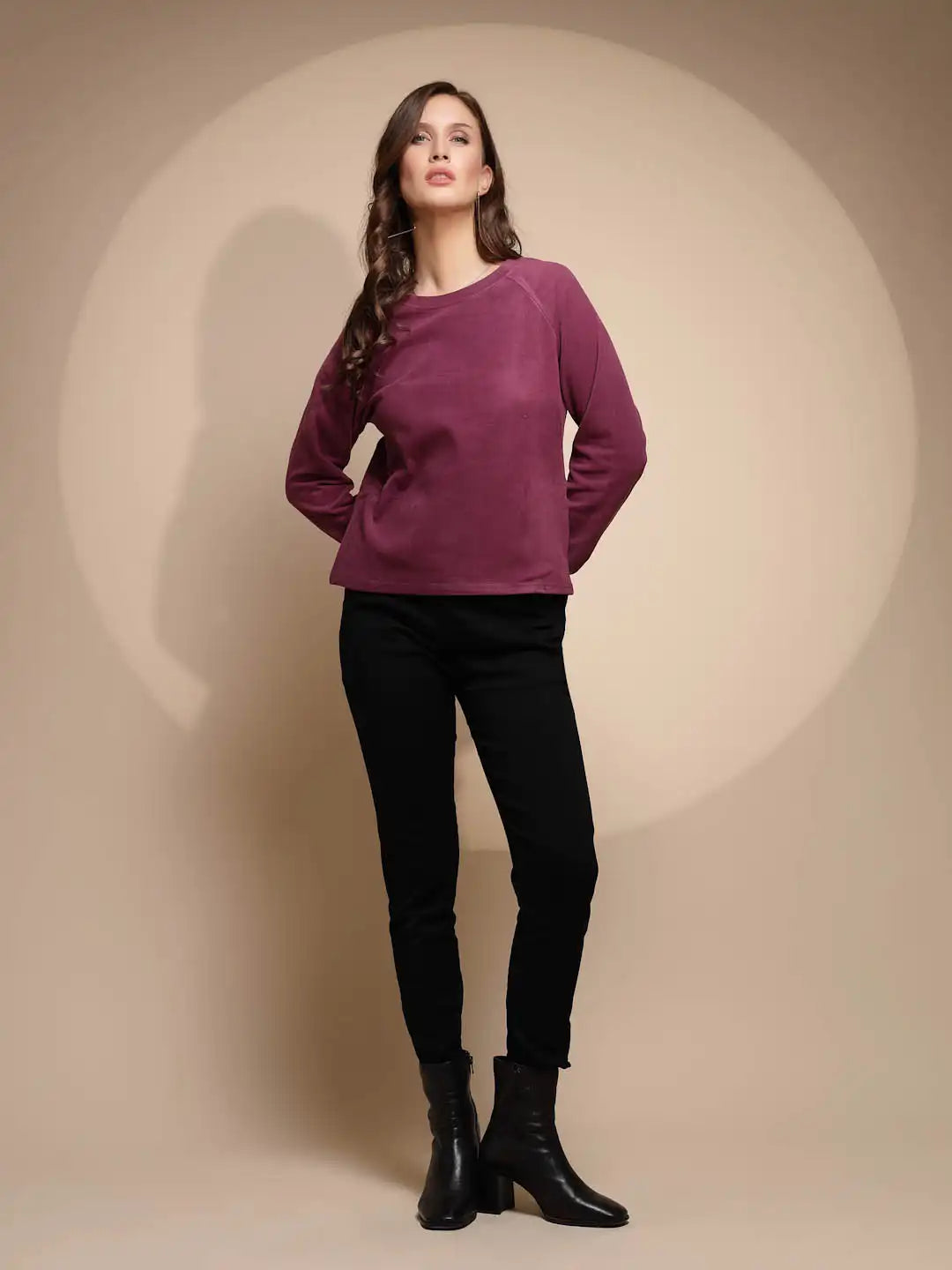 Maroon Round Neck Acrylic Night Suit - Global Republic