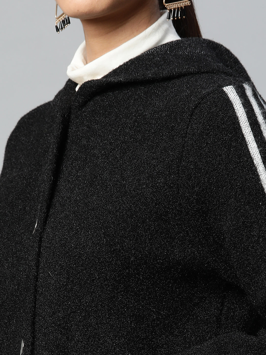 Black Regular Fit Hooded Jacket - Global Republic