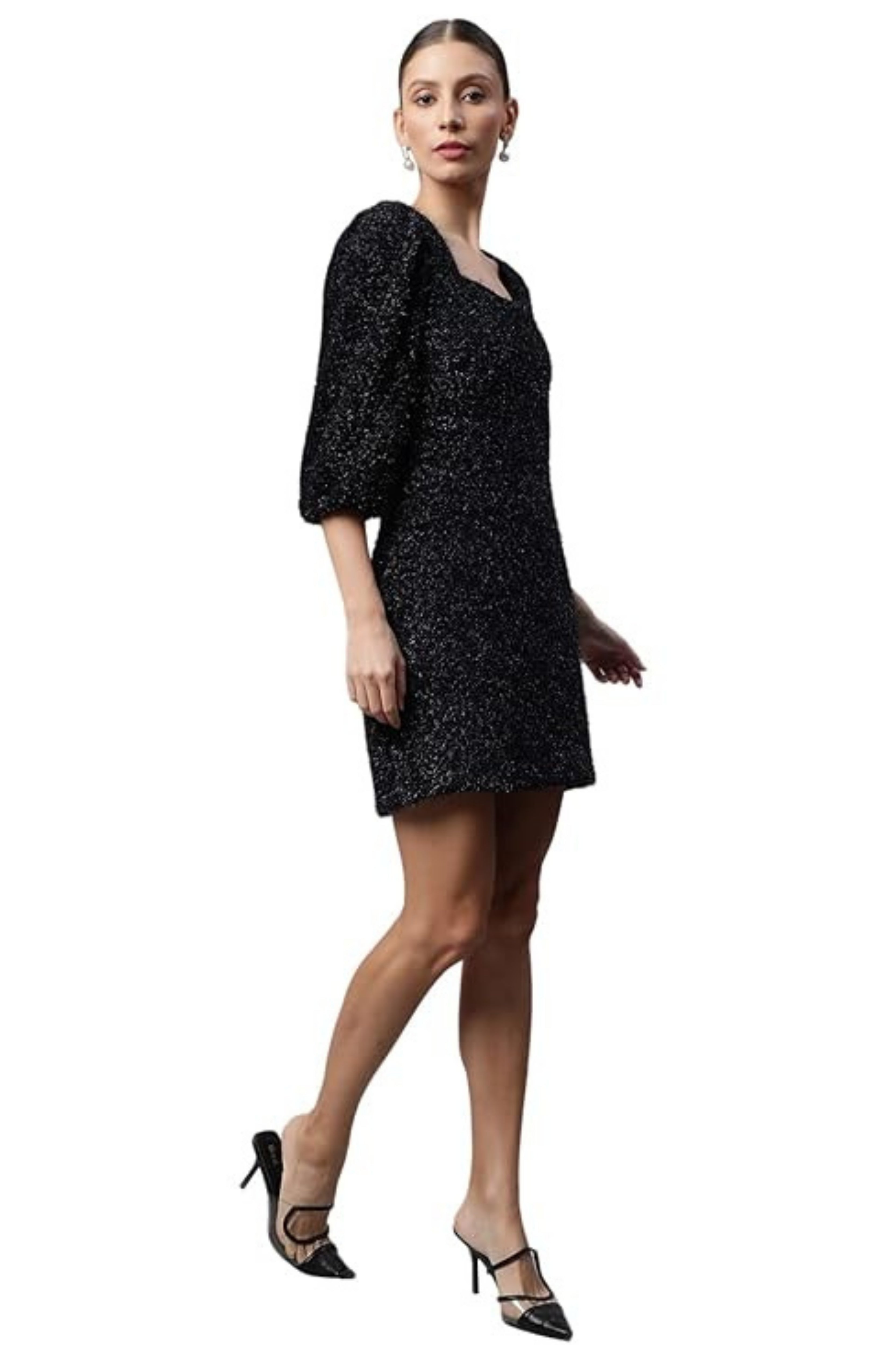 Navy Shimmery Sheath Party Dress