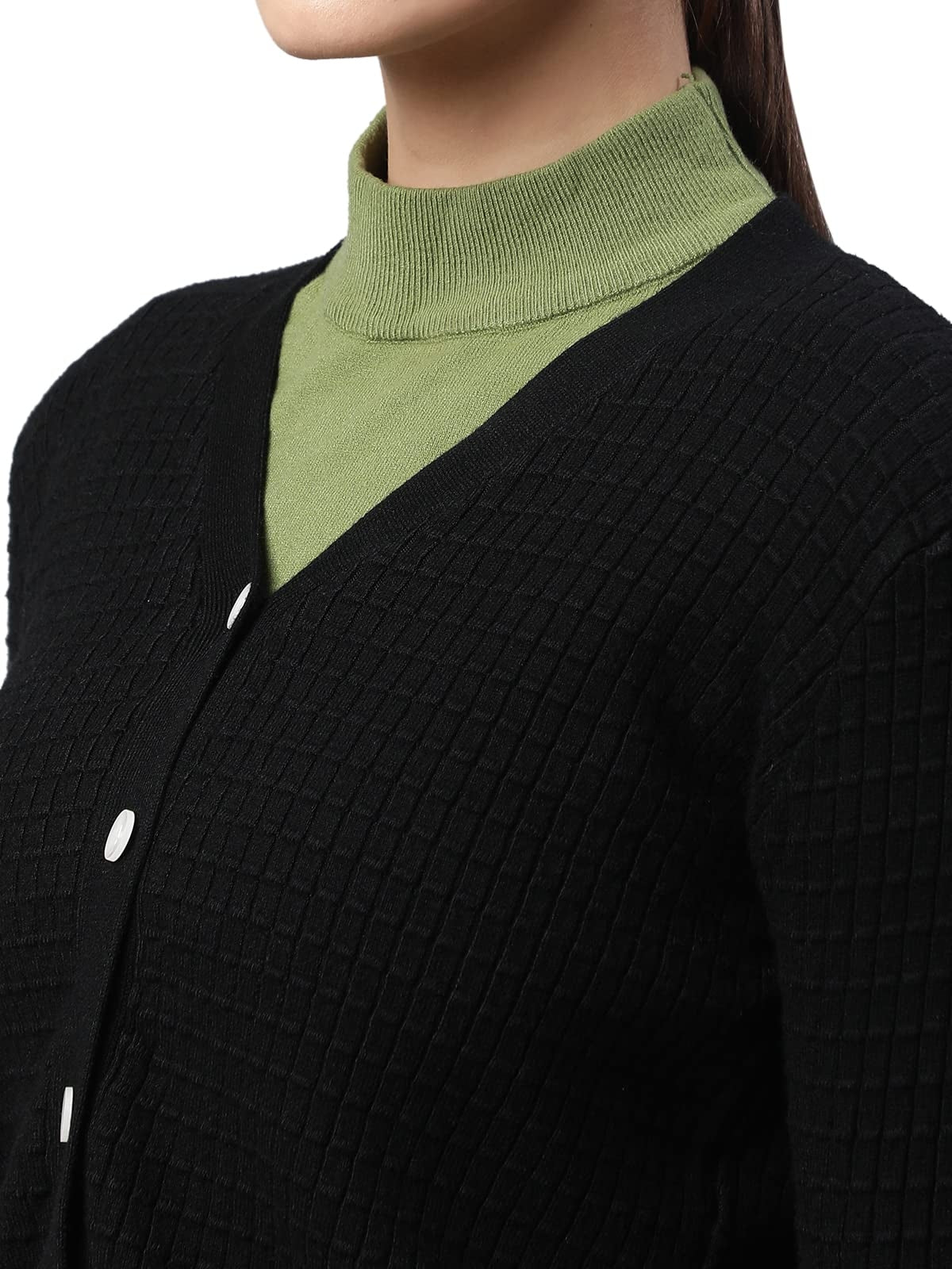 Black Jacquard Crop Cardigan - Global Republic