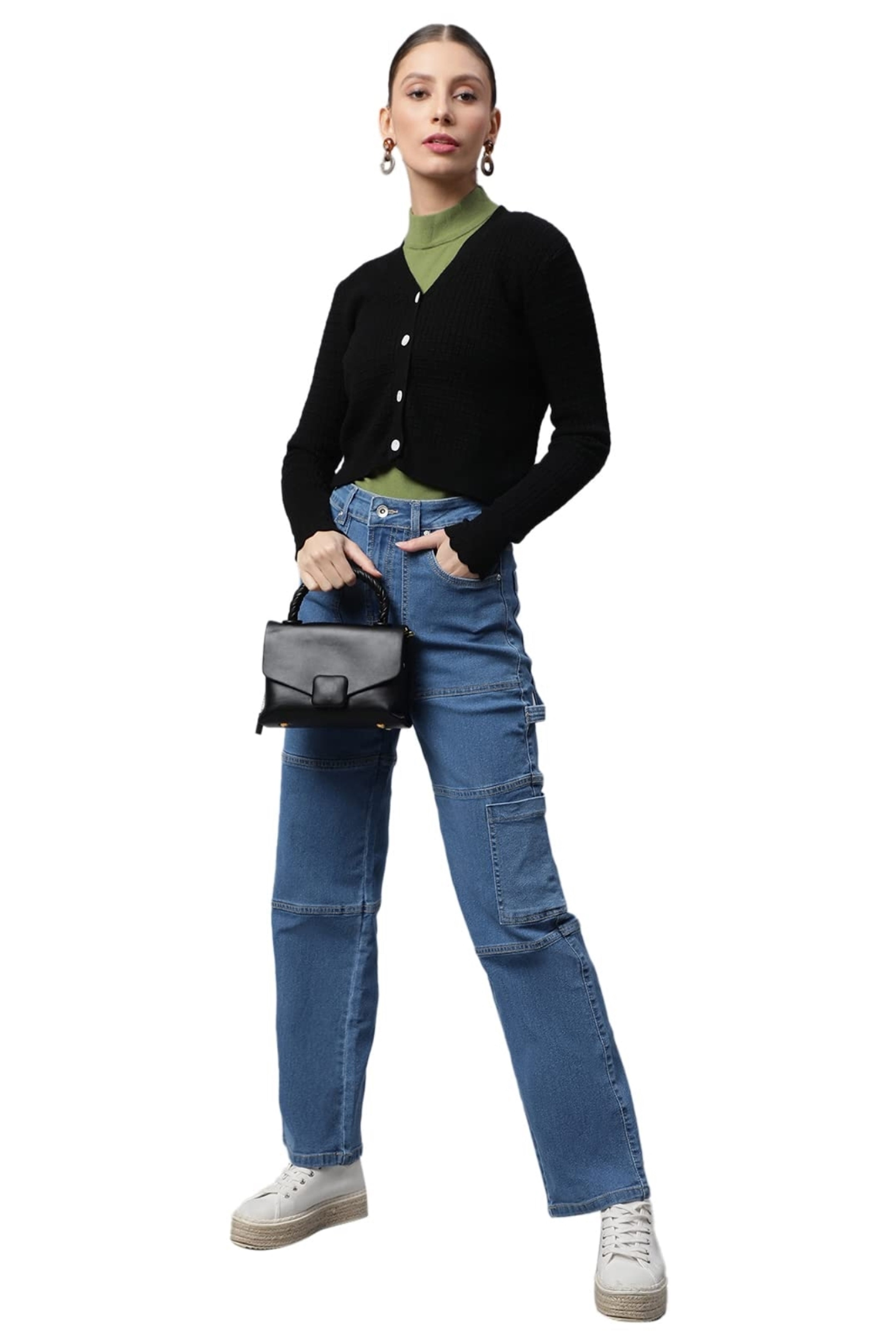 Black Jacquard Crop Cardigan