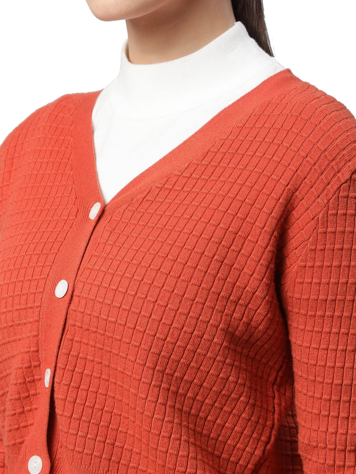 Rust Jacquard Crop Cardigan - Global Republic