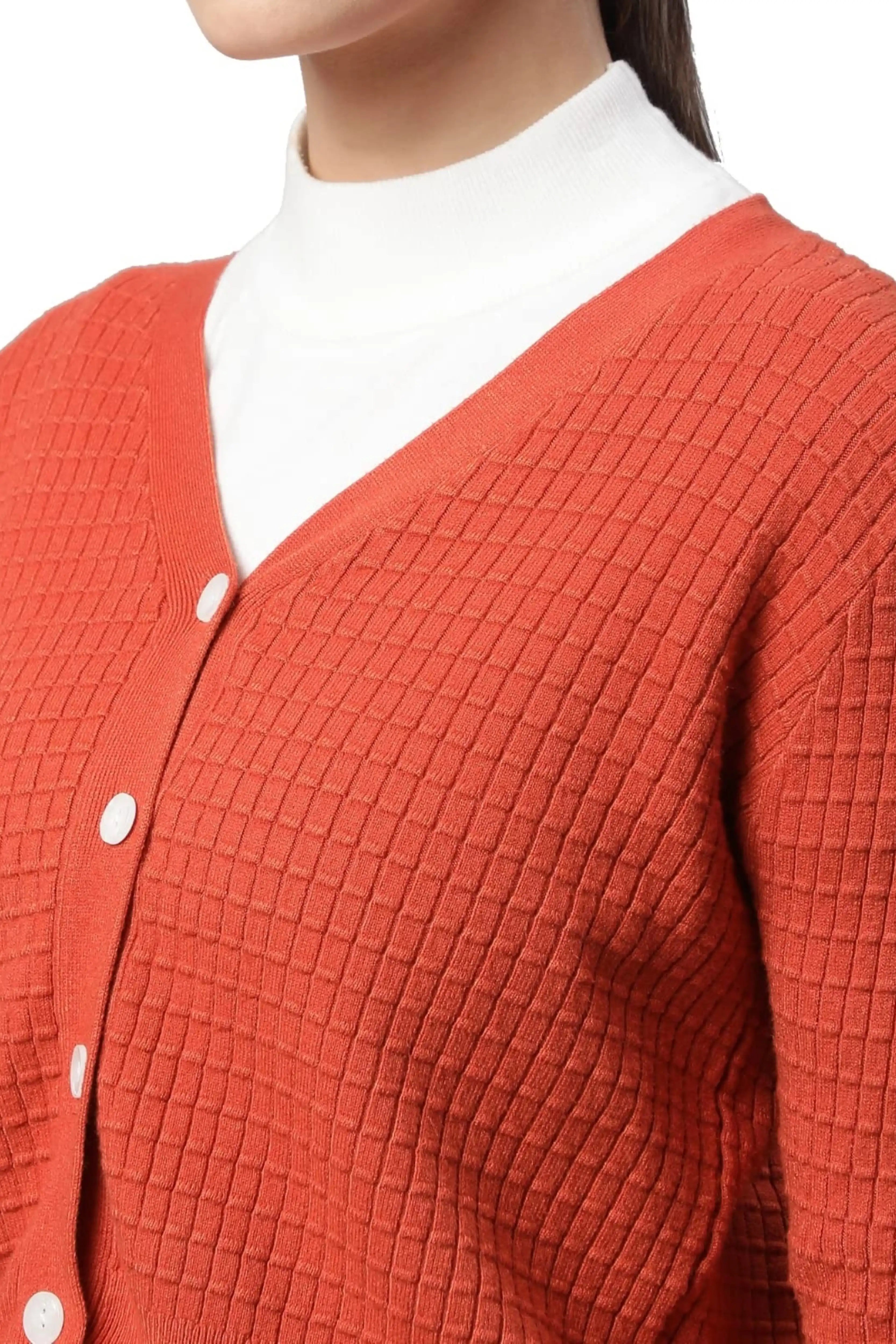 Rust Jacquard Crop Cardigan