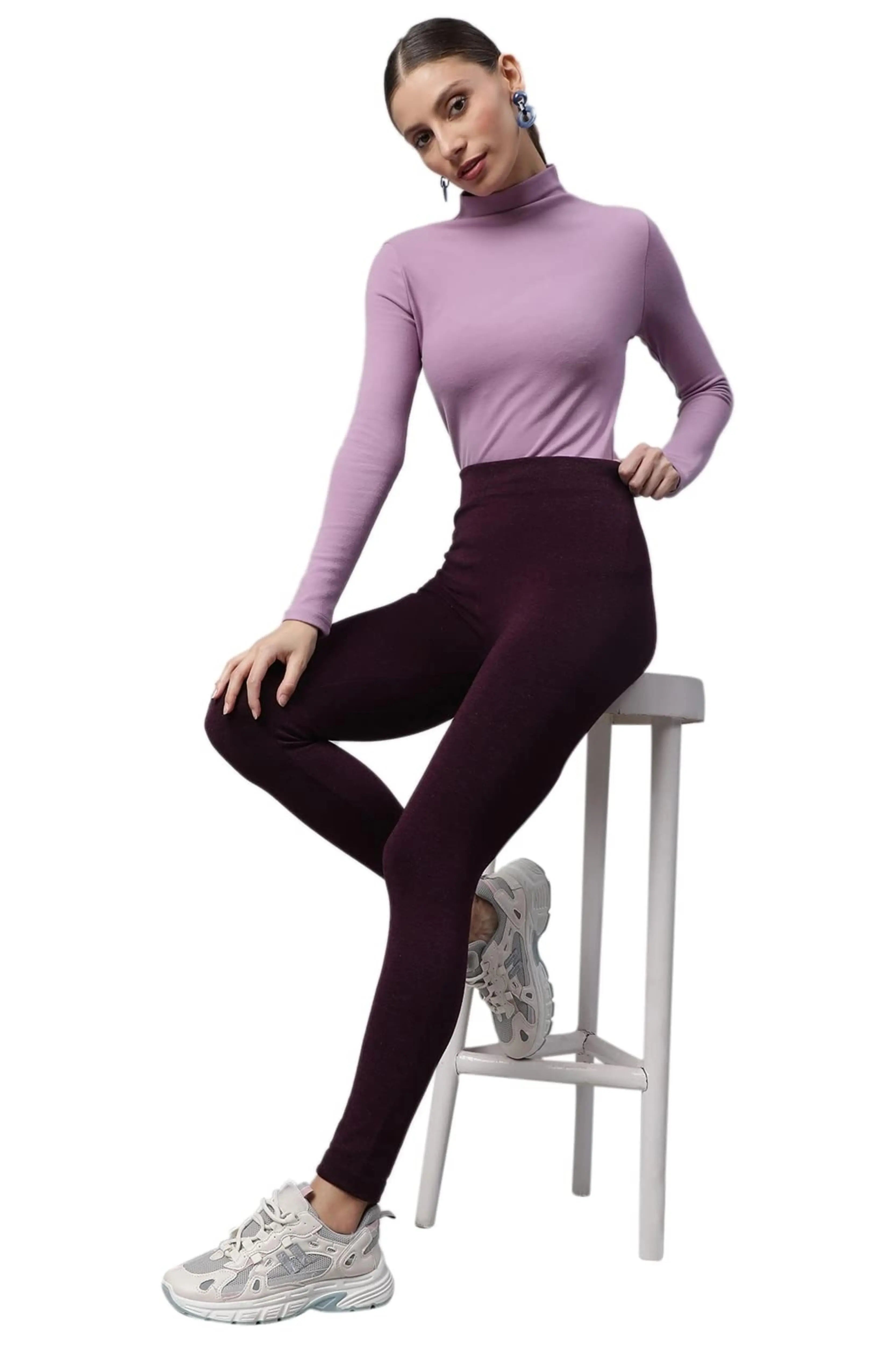 Wine Body Hugging Slim-Fit High Rise Legging - Global Republic