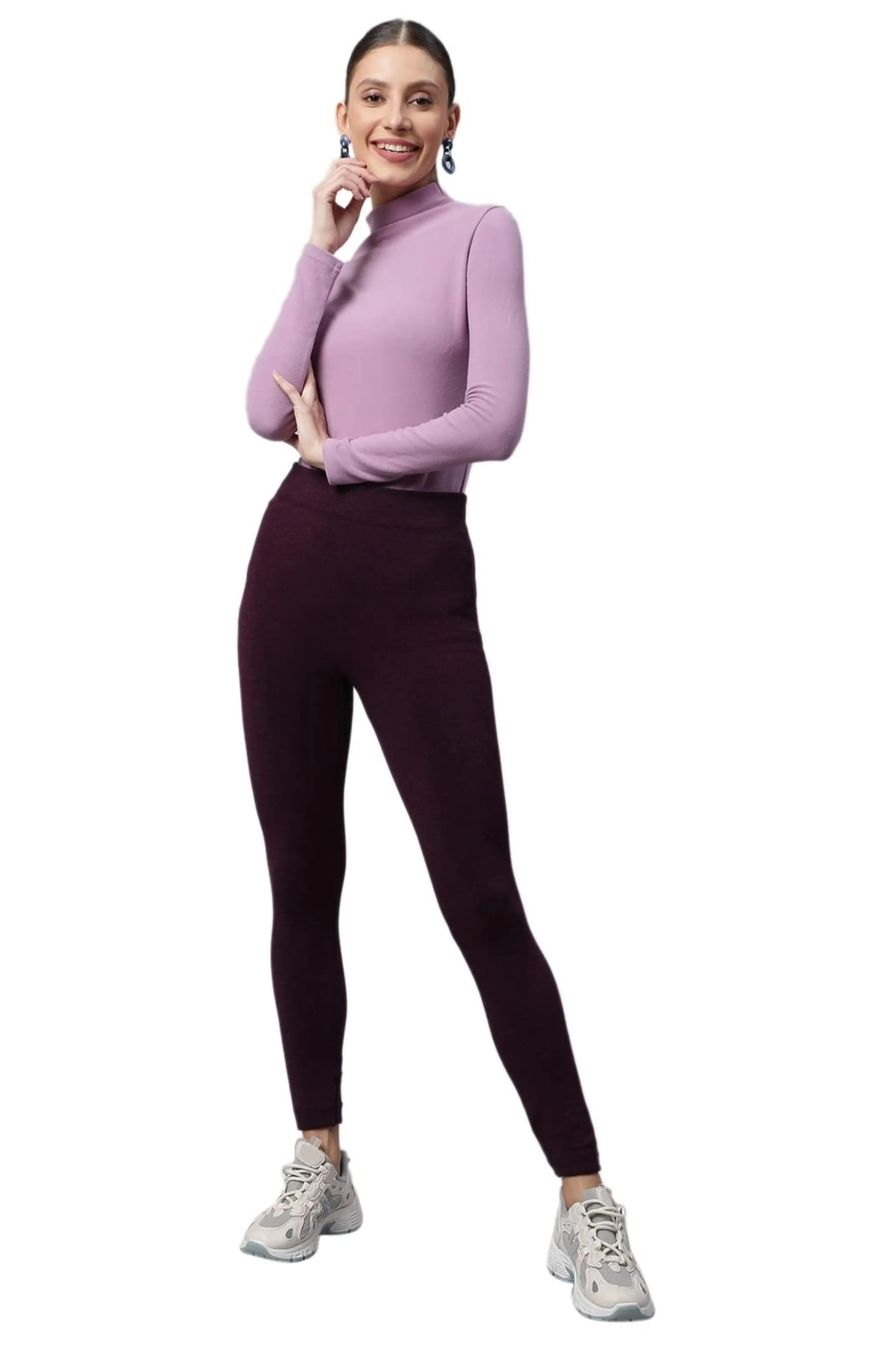 Wine Body Hugging Slim-Fit High Rise Legging - Global Republic