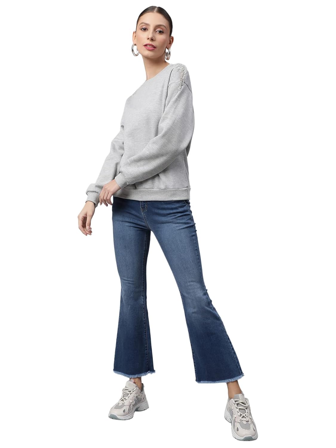 Grey Relaxed Fit Fleece Sweatshirt - Global Republic