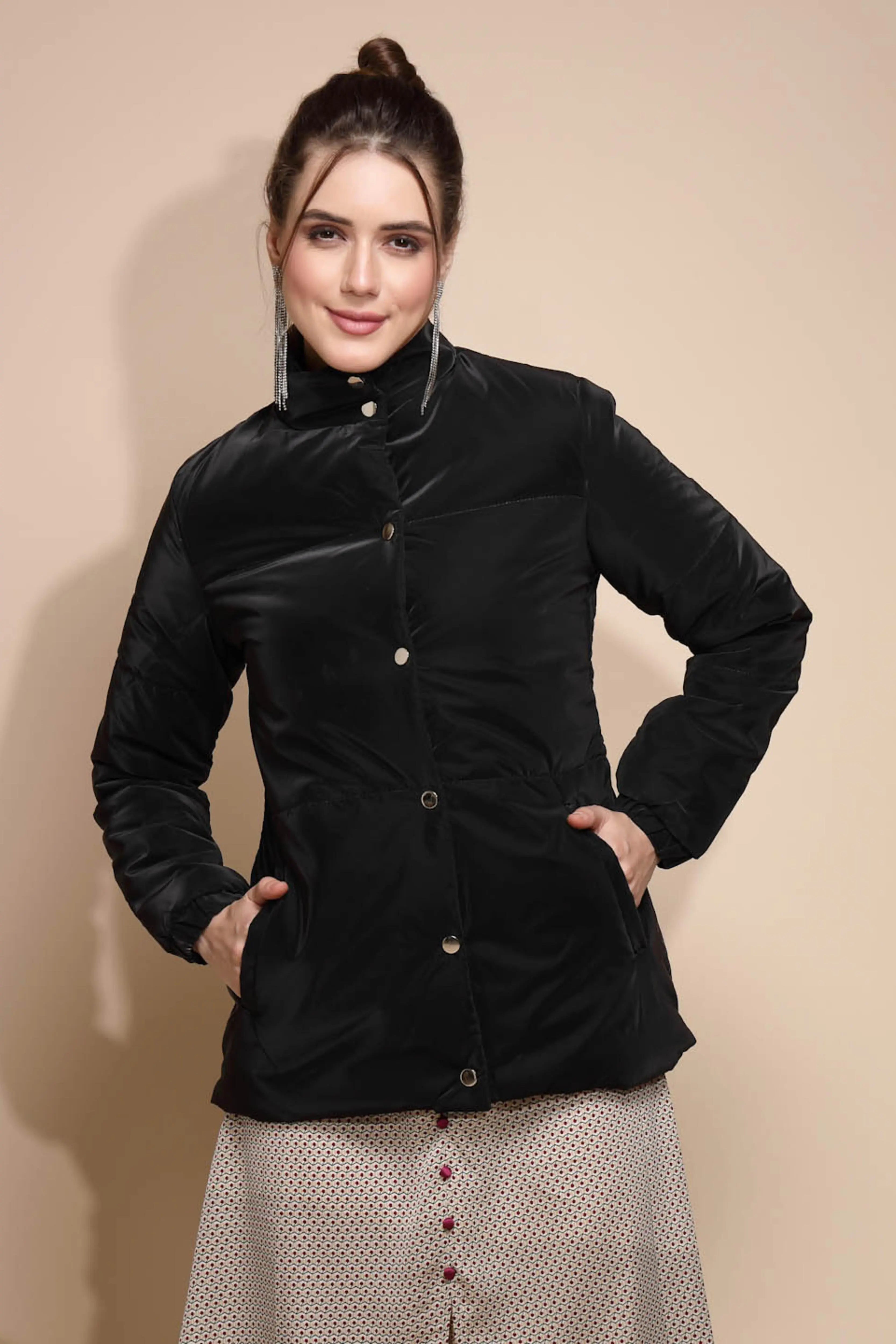 Black Solid Suede Jacket - Global Republic