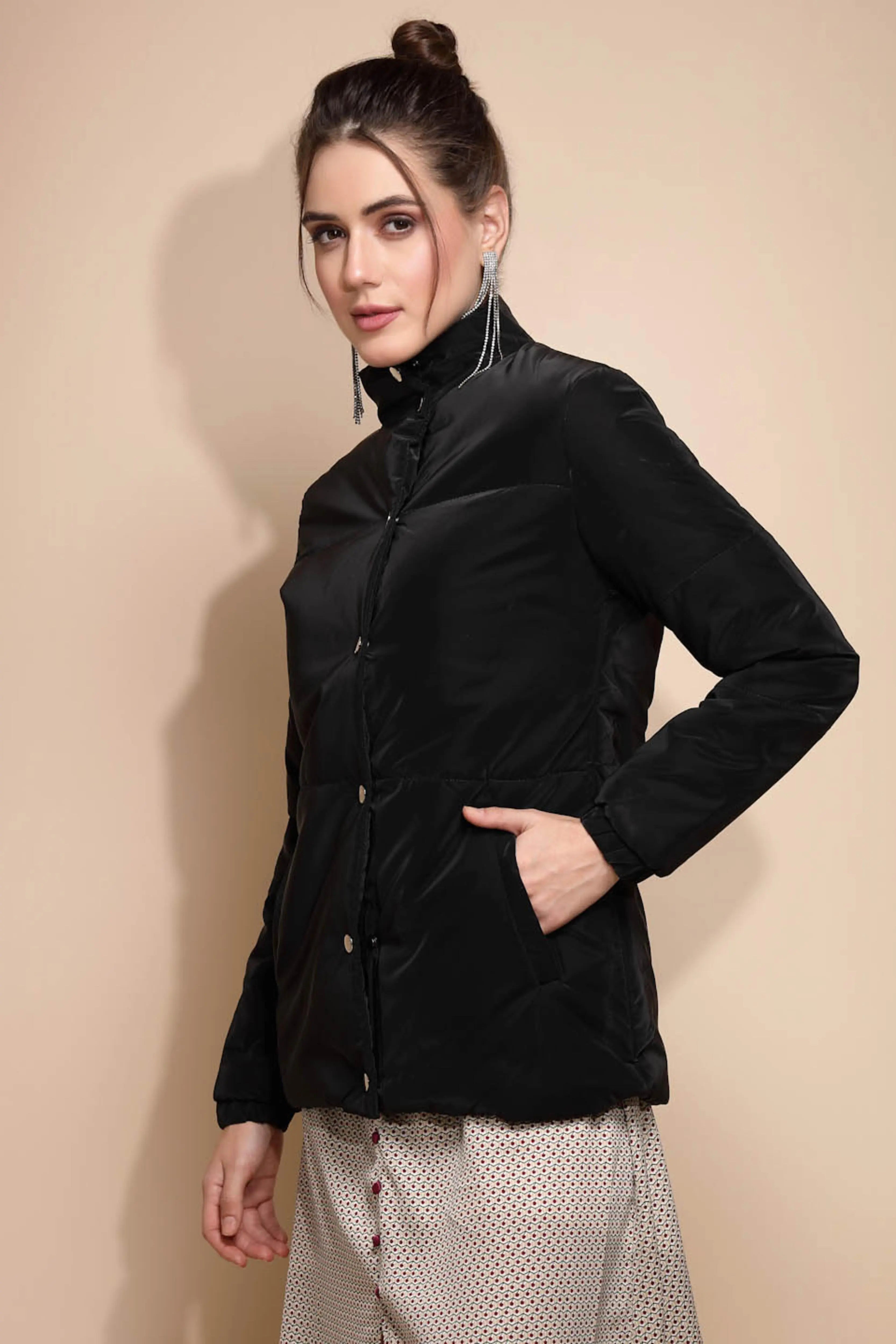 Black Solid Suede Jacket - Global Republic