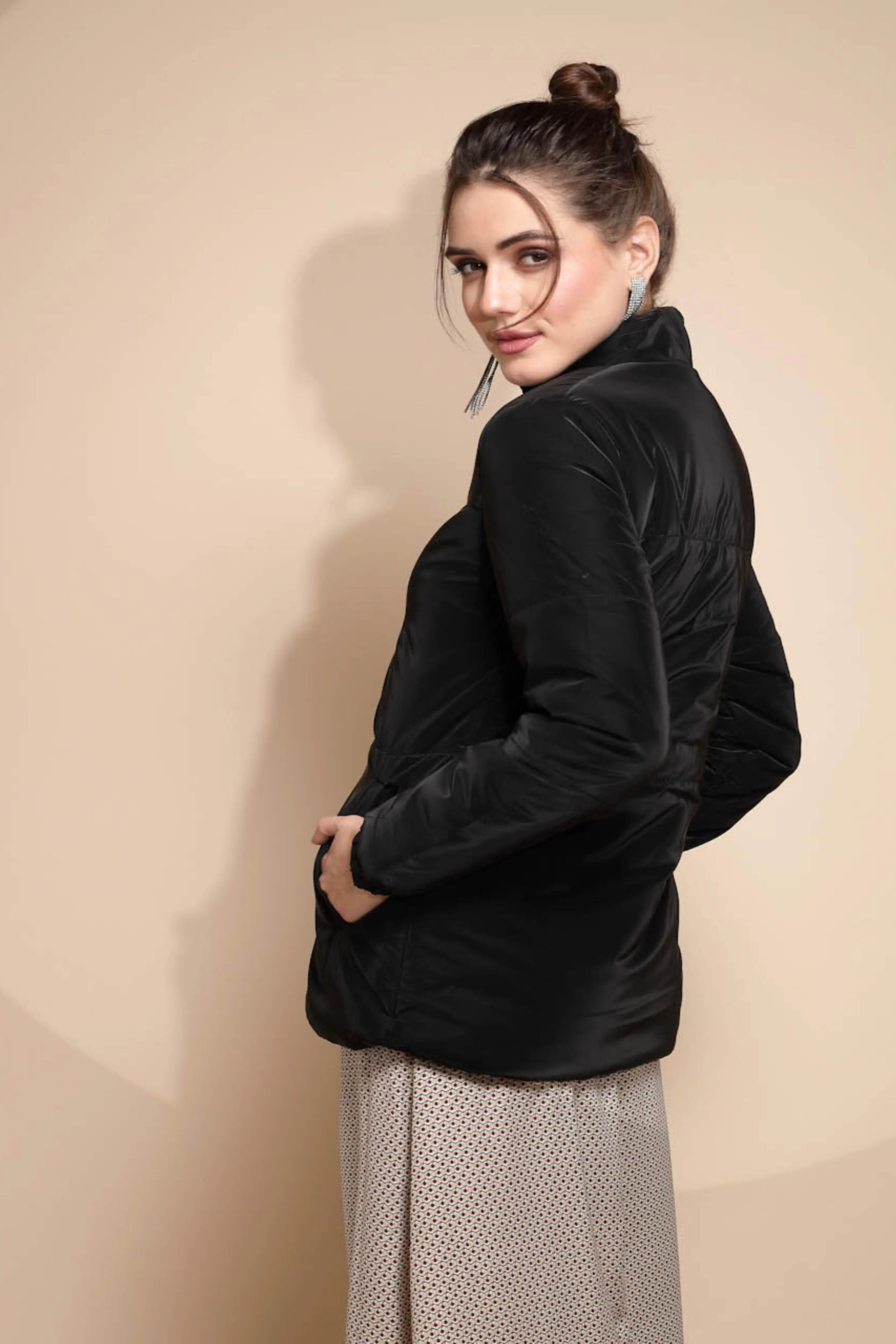 Black Solid Suede Jacket - Global Republic