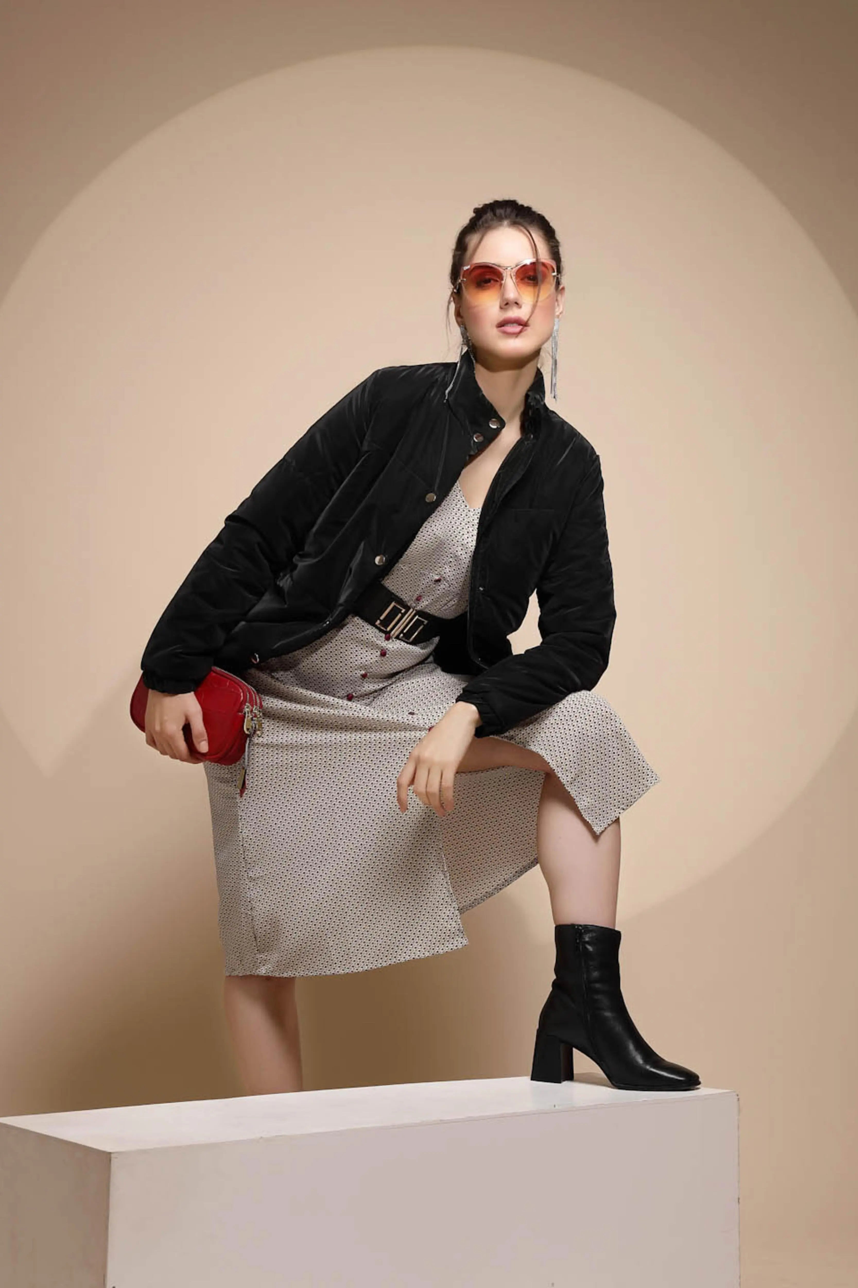 Black Solid Suede Jacket - Global Republic