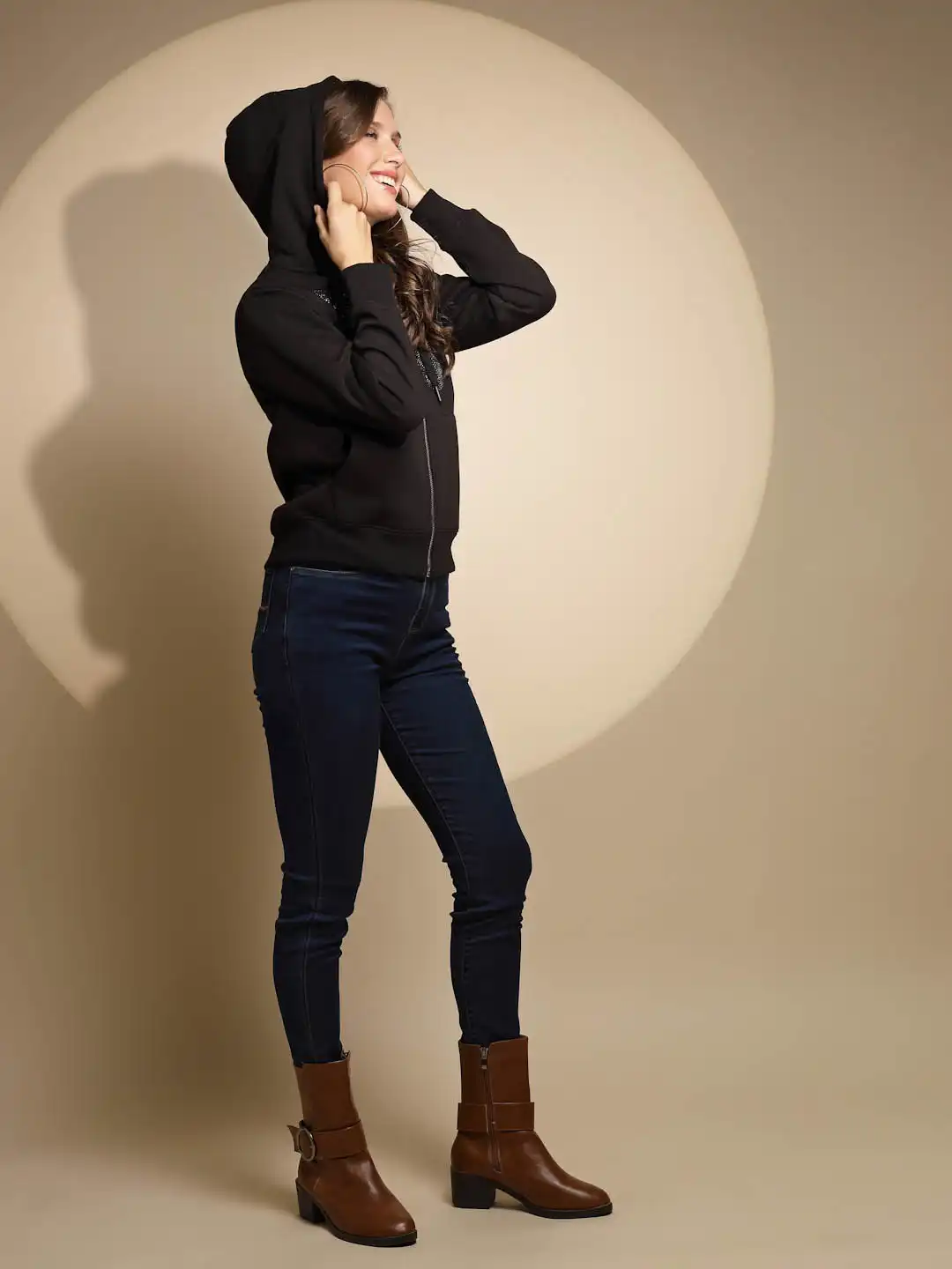 Black Embellished Hooded Sweatshirt - Global Republic