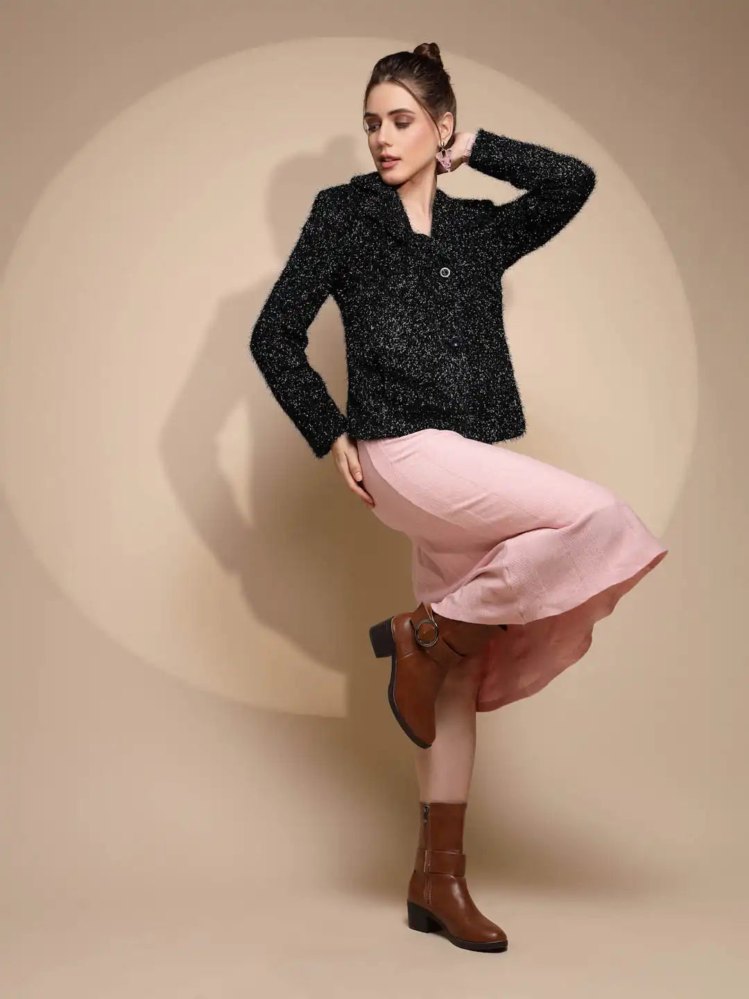 Women's Solid Collared Neck Blue Blazer - Global Republic