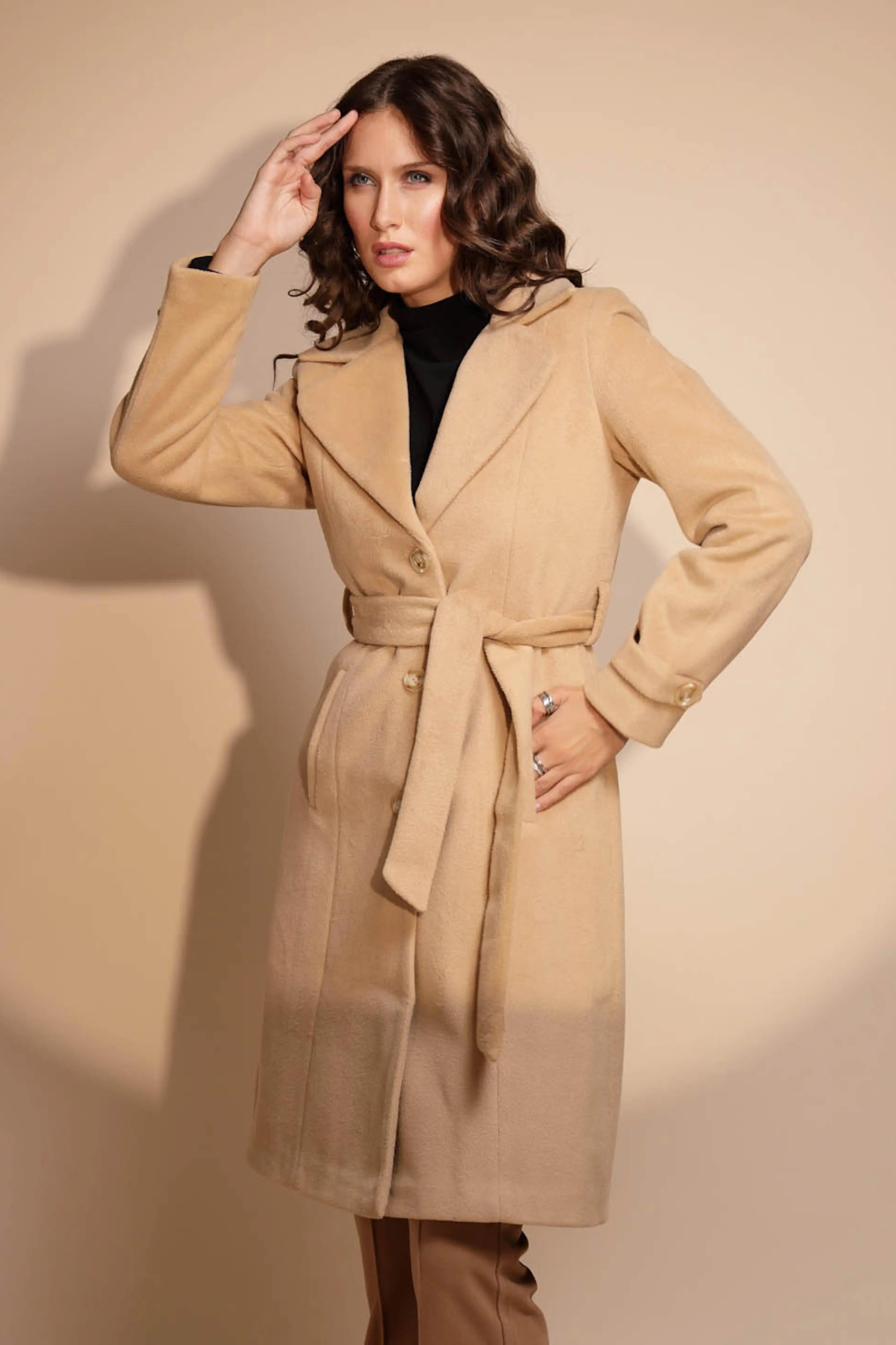 Brown Solid Tweed Coat - Global Republic