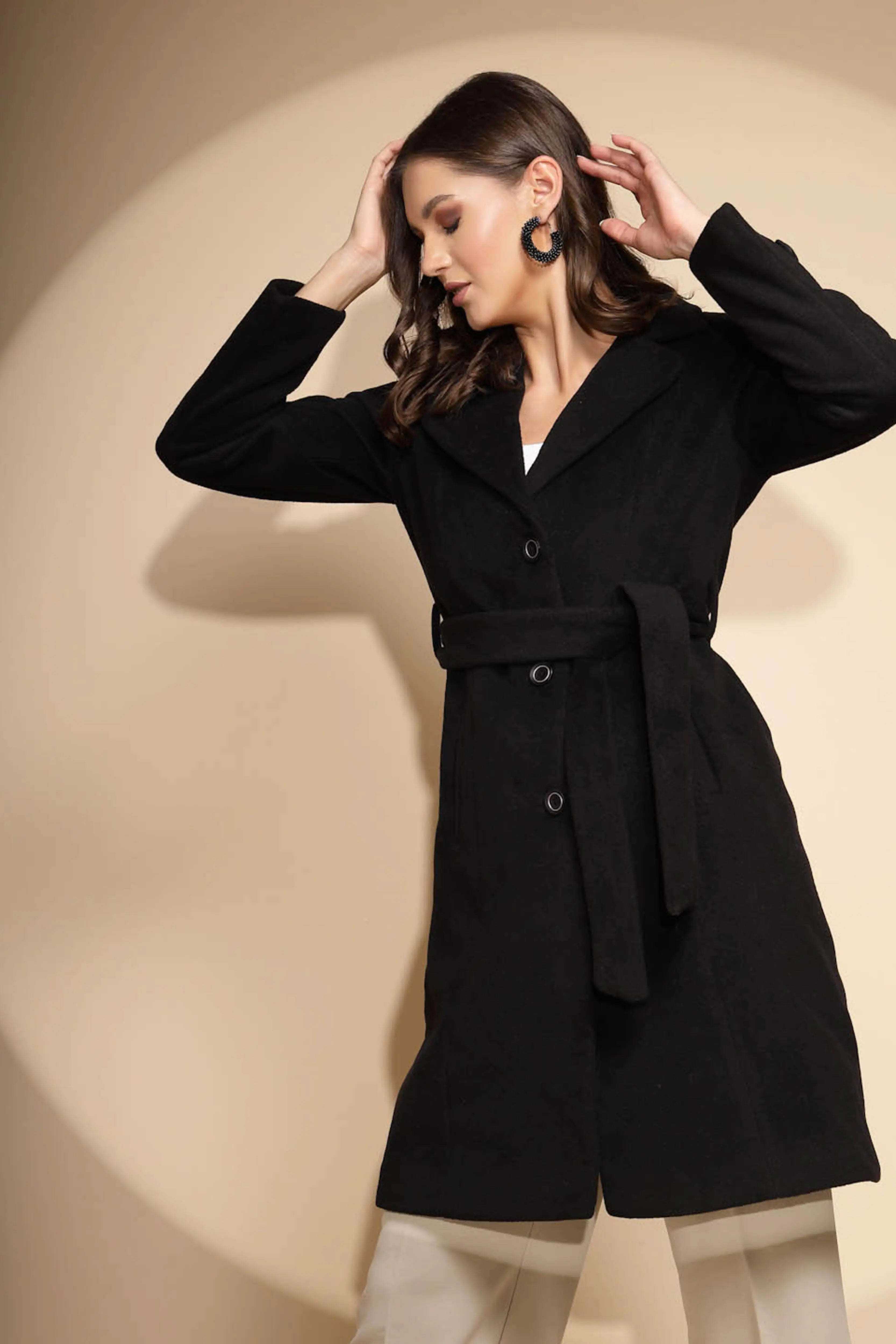 Solid Collared Neck Black Blazer - Global Republic