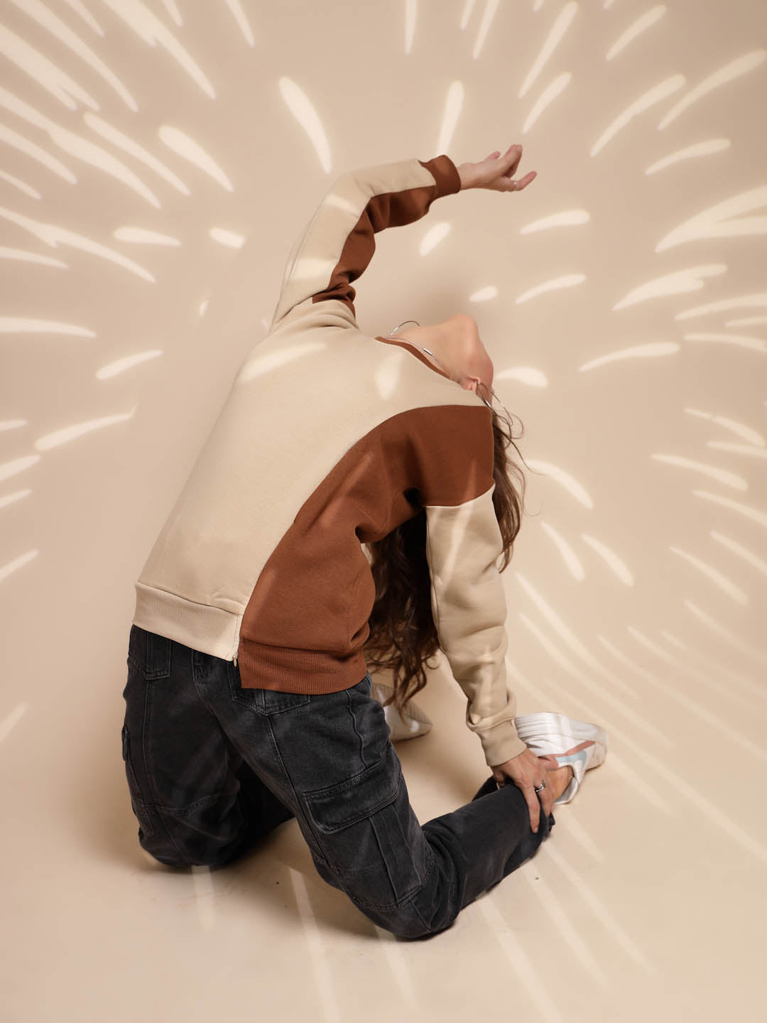 Beige Round Neck Hosiery Sweatshirt - Global Republic