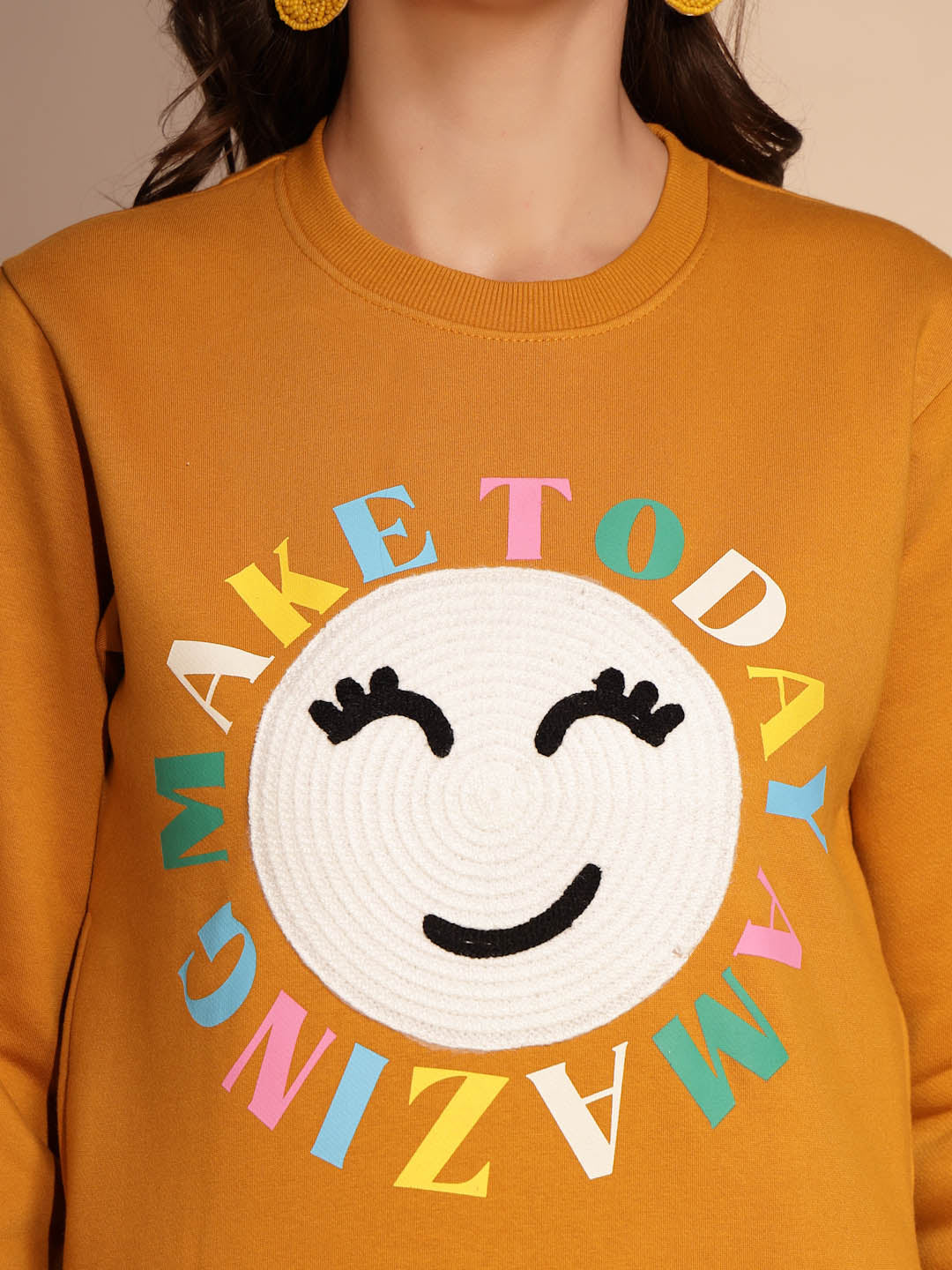 Yellow Round Neck Hosiery Sweatshirt - Global Republic
