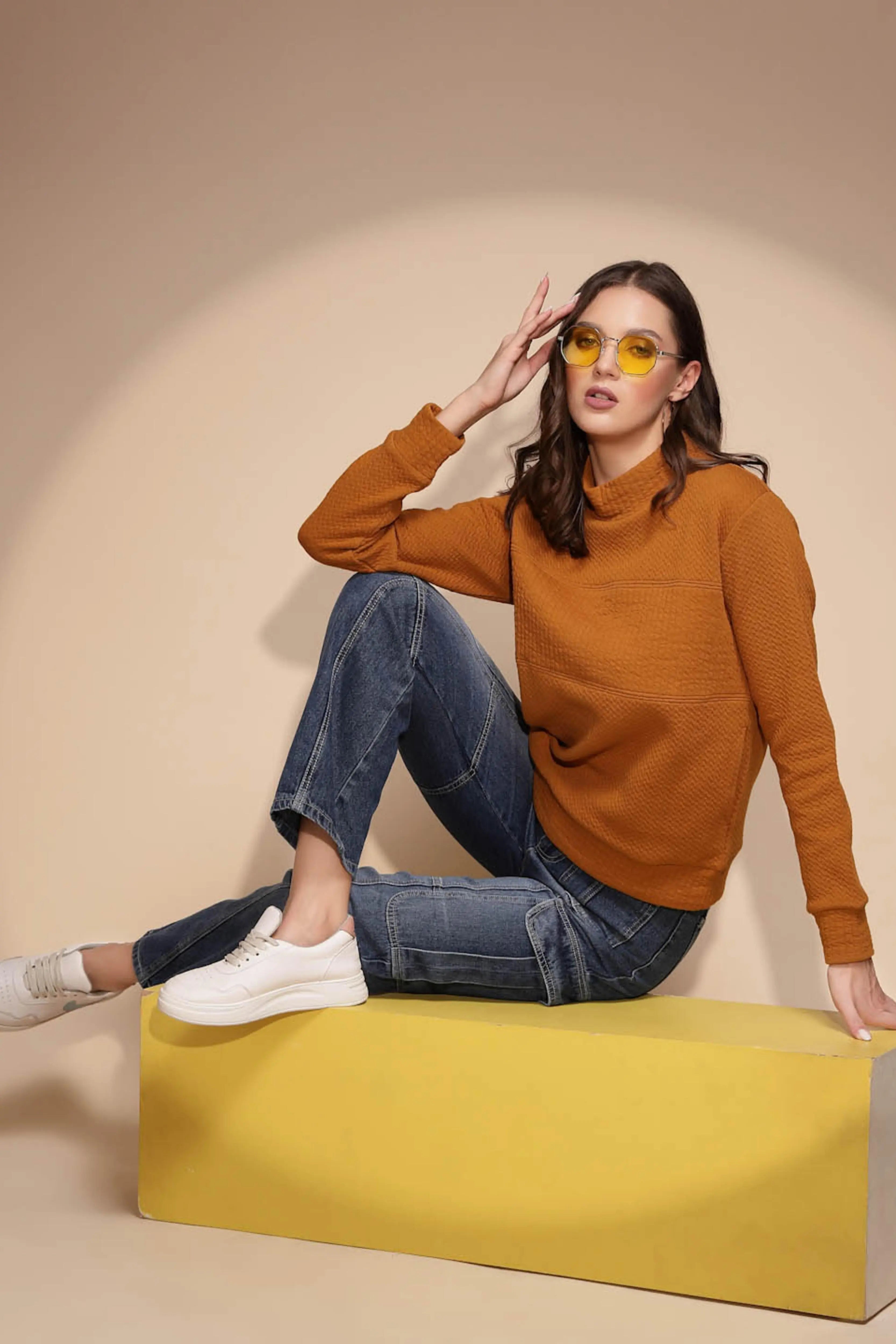 Yellow Full Sleeve Hosiery Sweatshirt - Global Republic