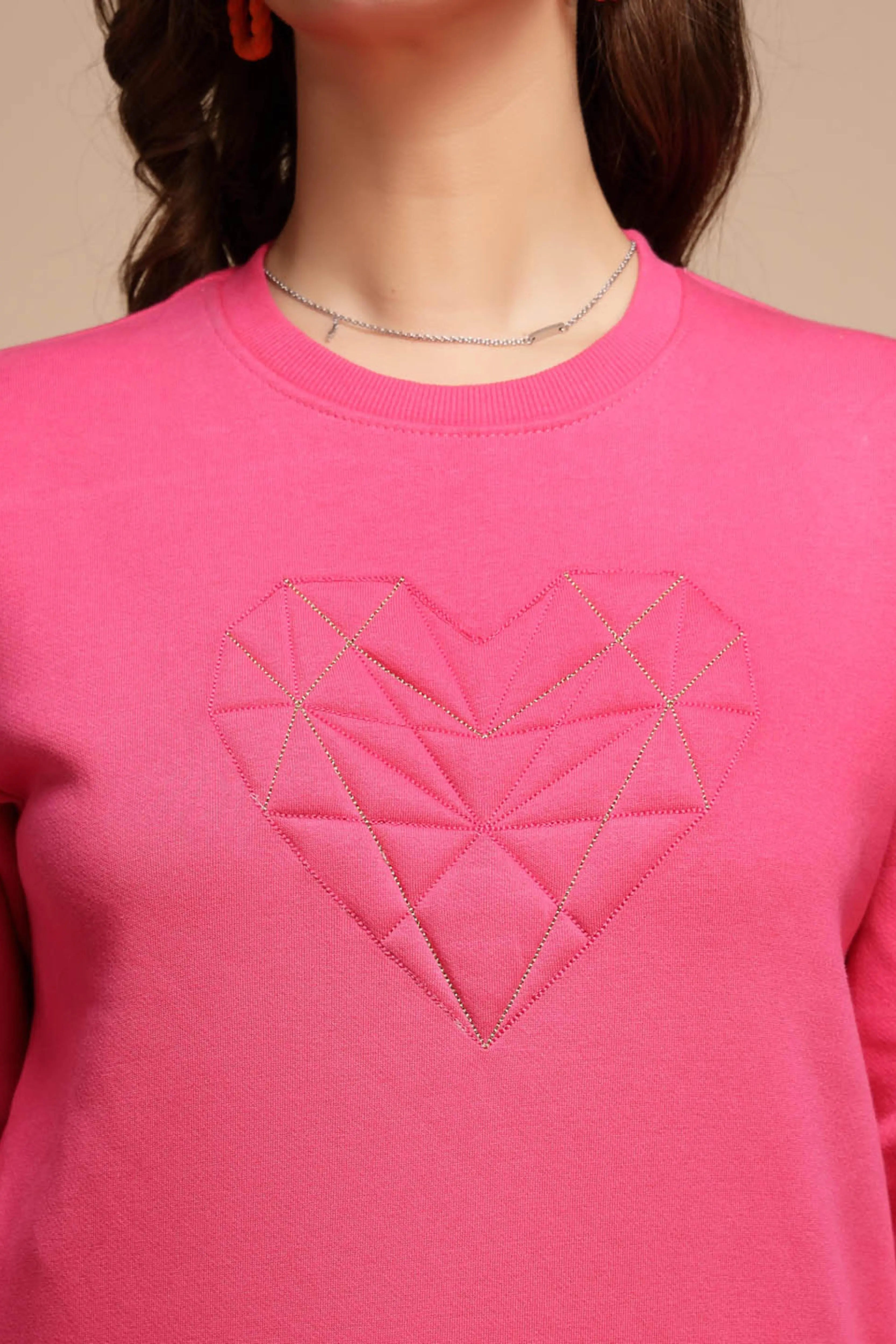 Pink Round Neck Hosiery Sweatshirt - Global Republic