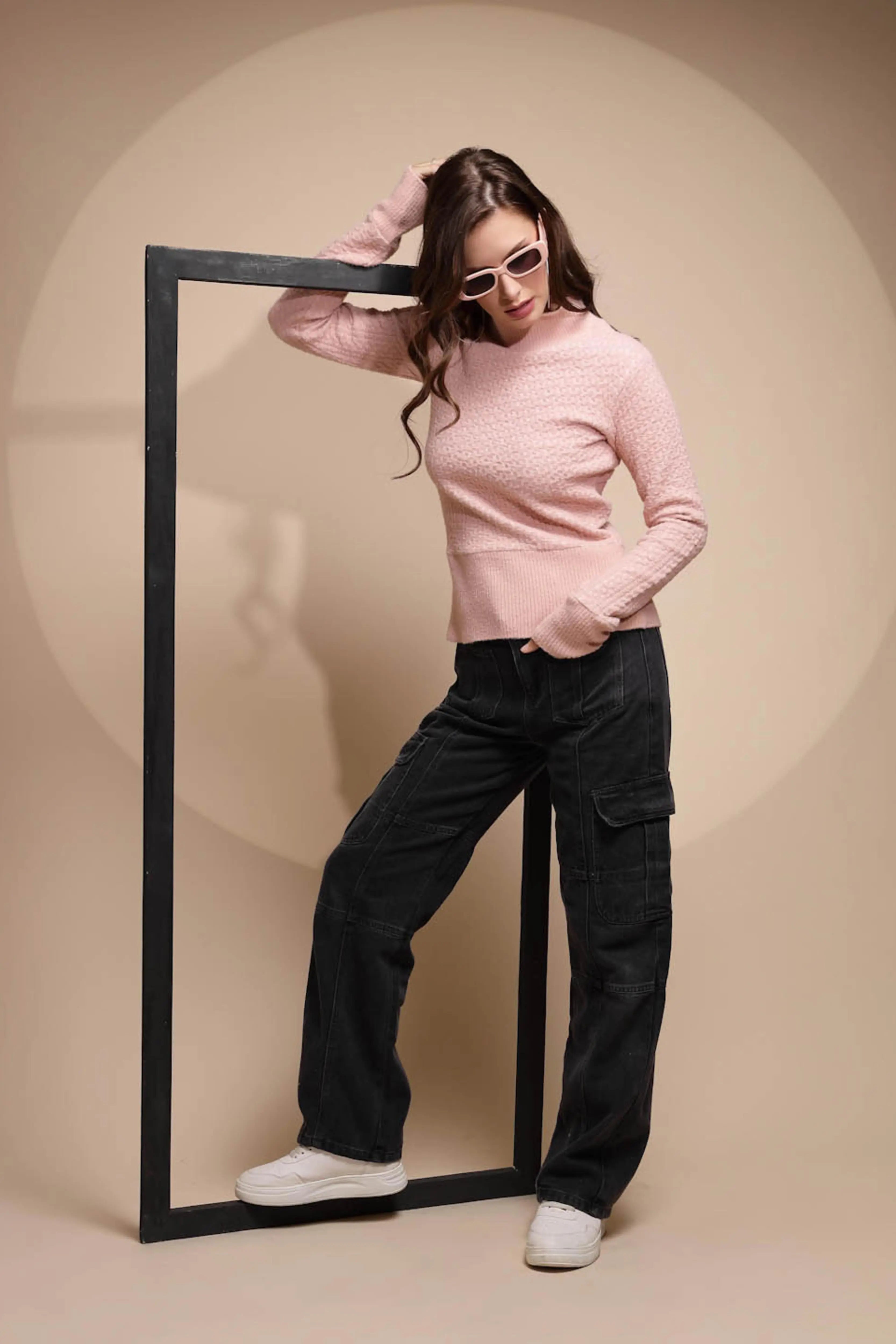 Pink Solid Hosiery Sweatshirt - Global Republic