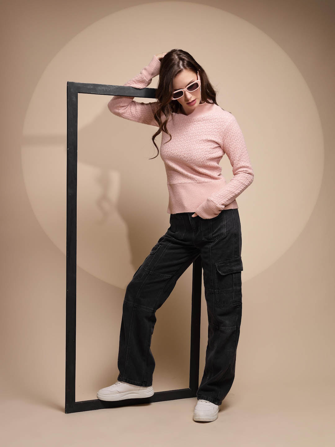 Pink Solid Hosiery Sweatshirt - Global Republic