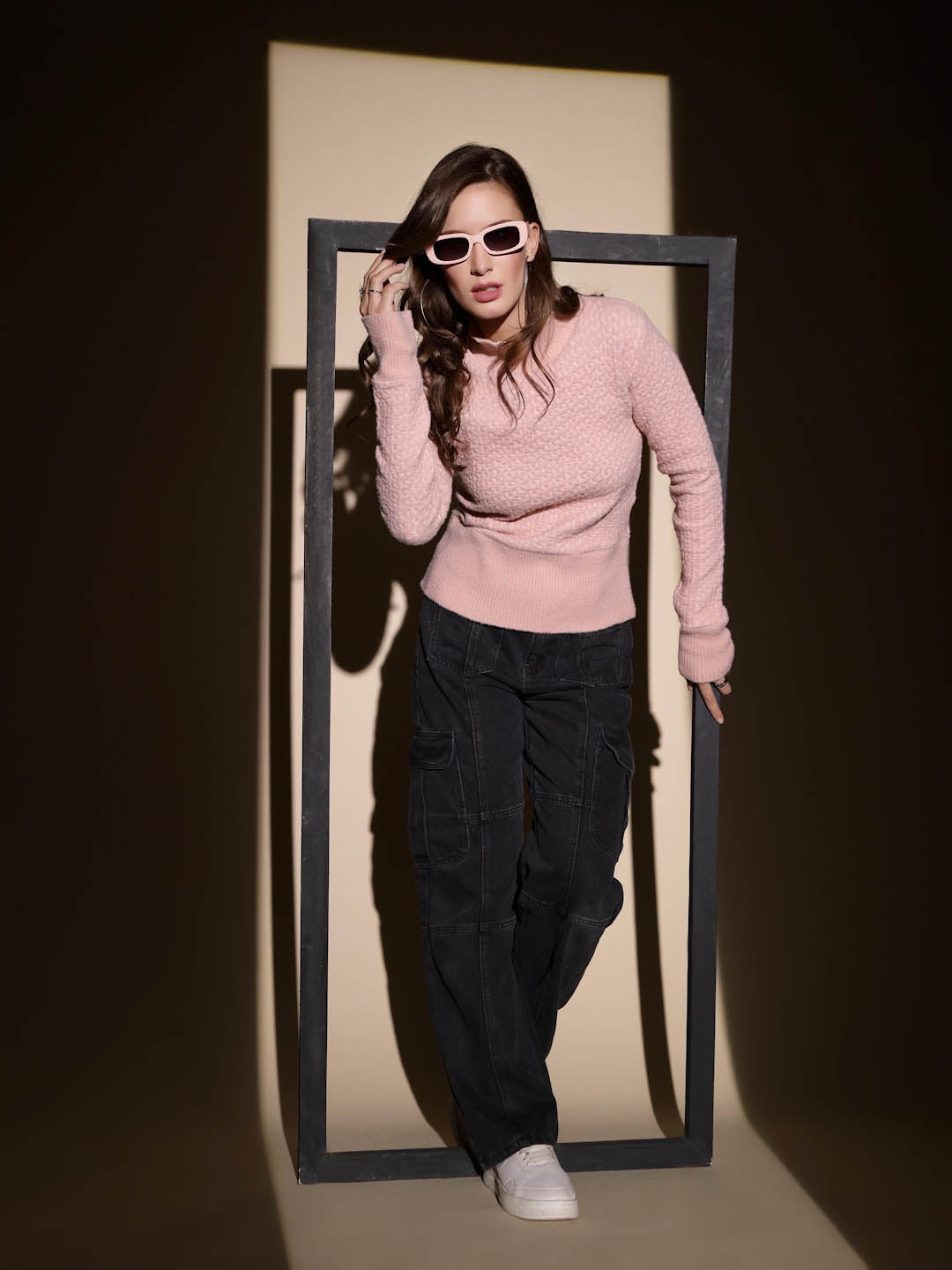 Pink Solid Hosiery Sweatshirt - Global Republic