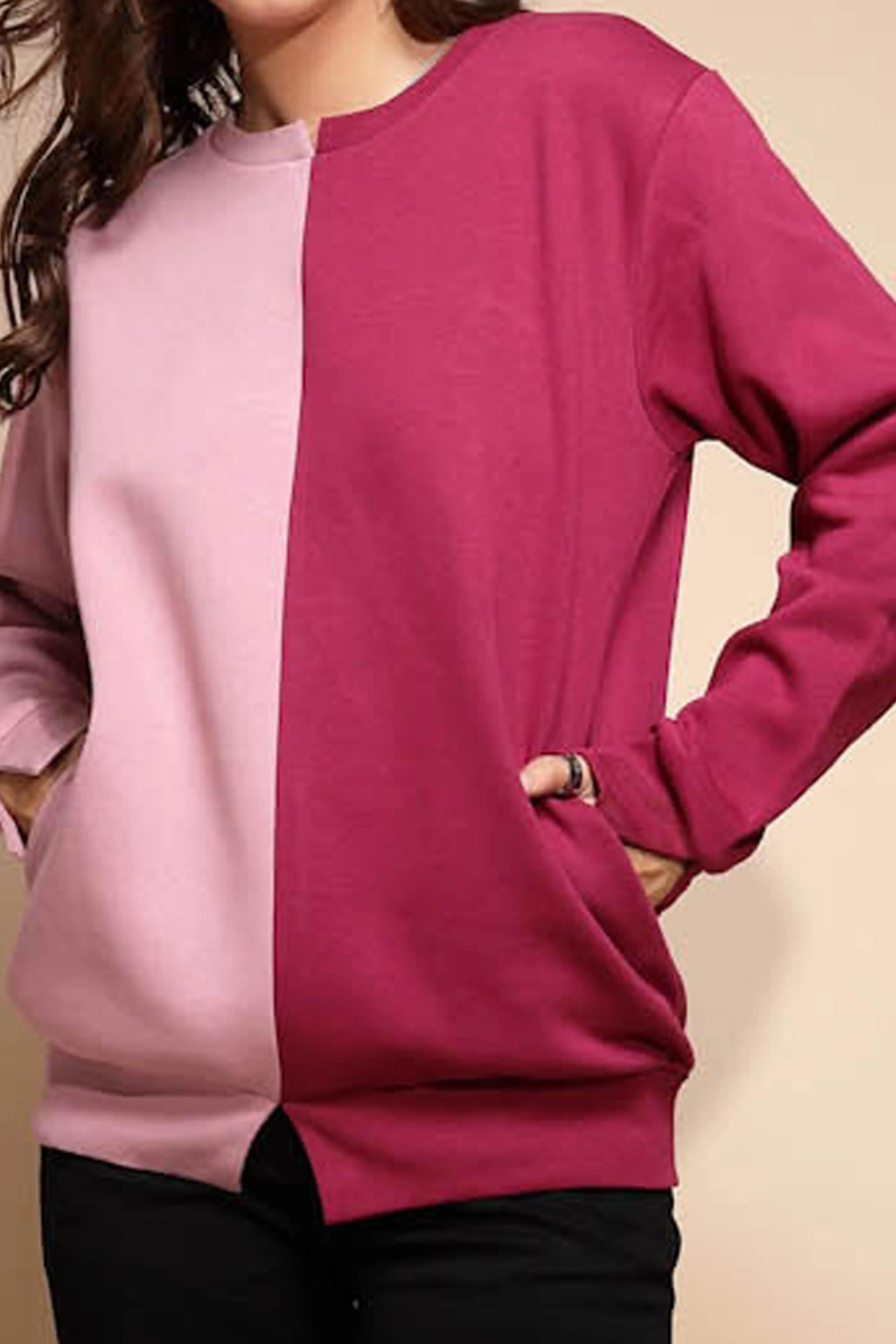 Solid Hosiery Pink Sweatshirt - Global Republic