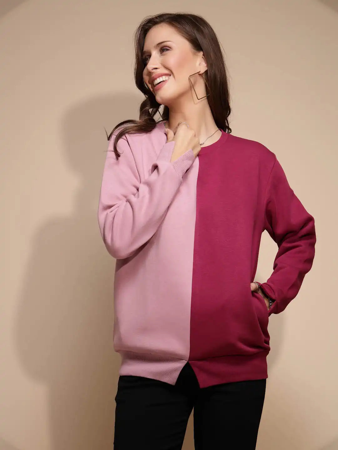 Solid Hosiery Pink Sweatshirt - Global Republic