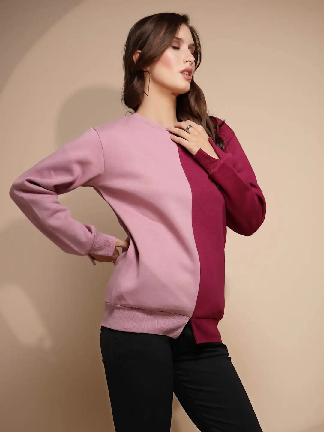 Solid Hosiery Pink Sweatshirt - Global Republic