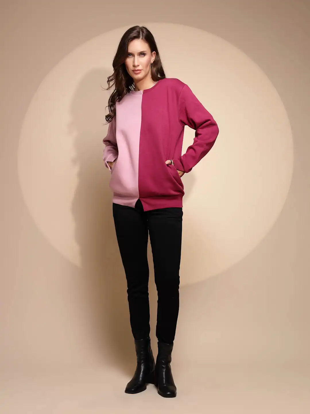 Solid Hosiery Pink Sweatshirt - Global Republic
