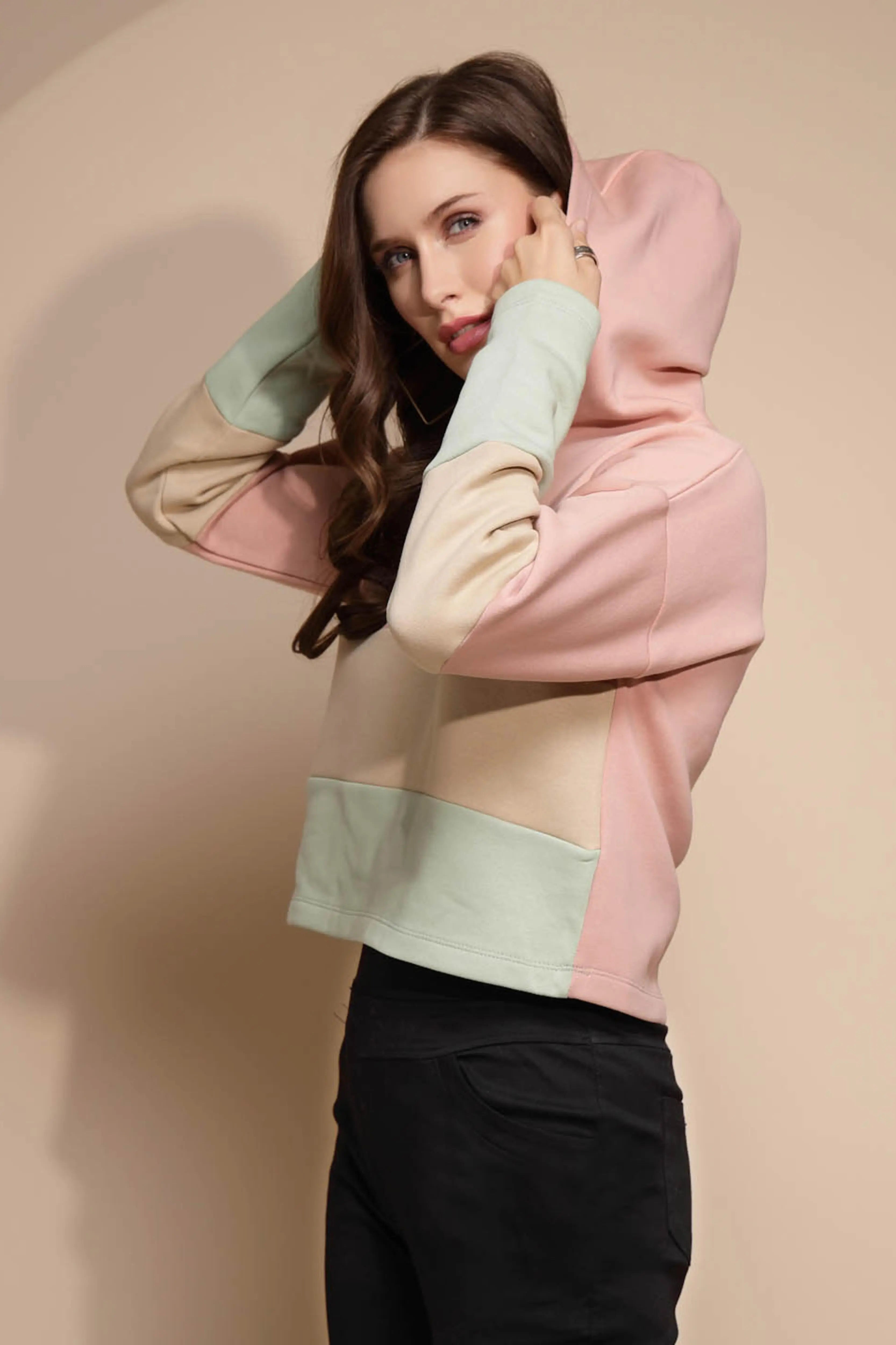 Multicolor Block Print Hood Sweatshirt - Global Republic