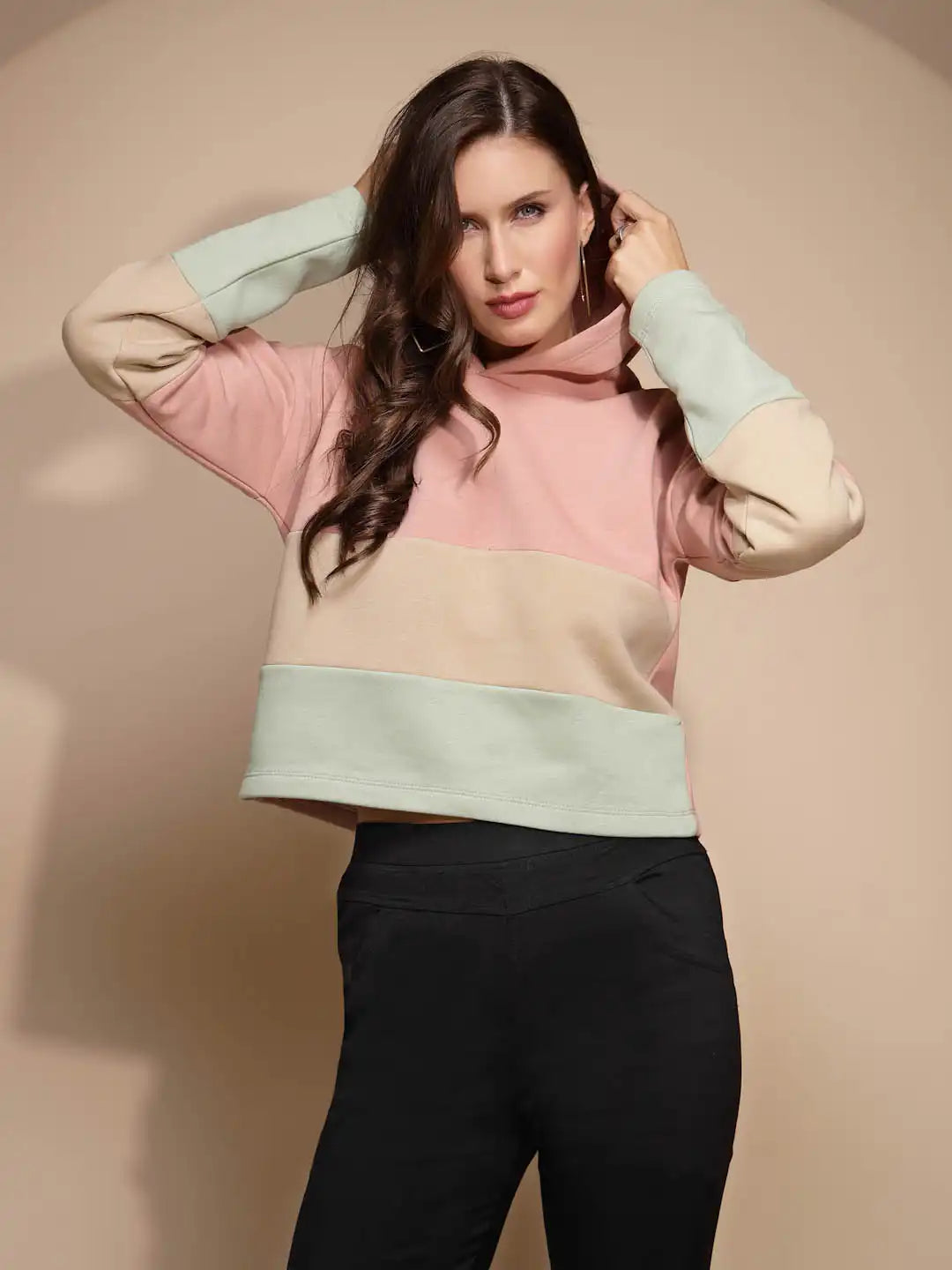 Multicolor Block Print Hood Sweatshirt - Global Republic