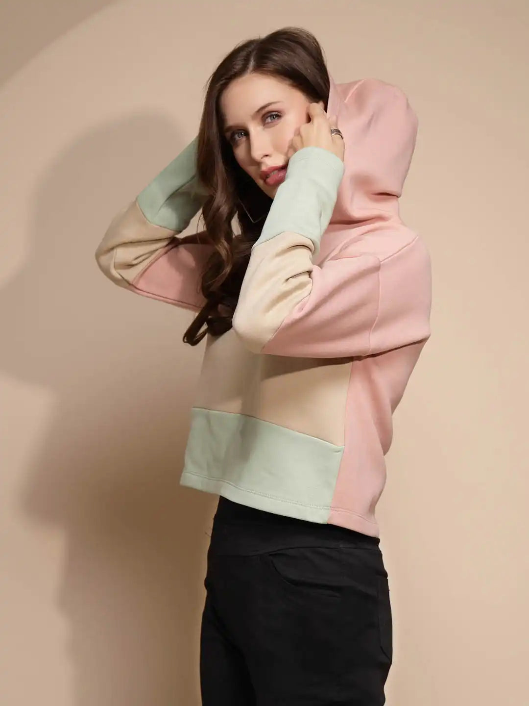 Multicolor Block Print Hood Sweatshirt - Global Republic