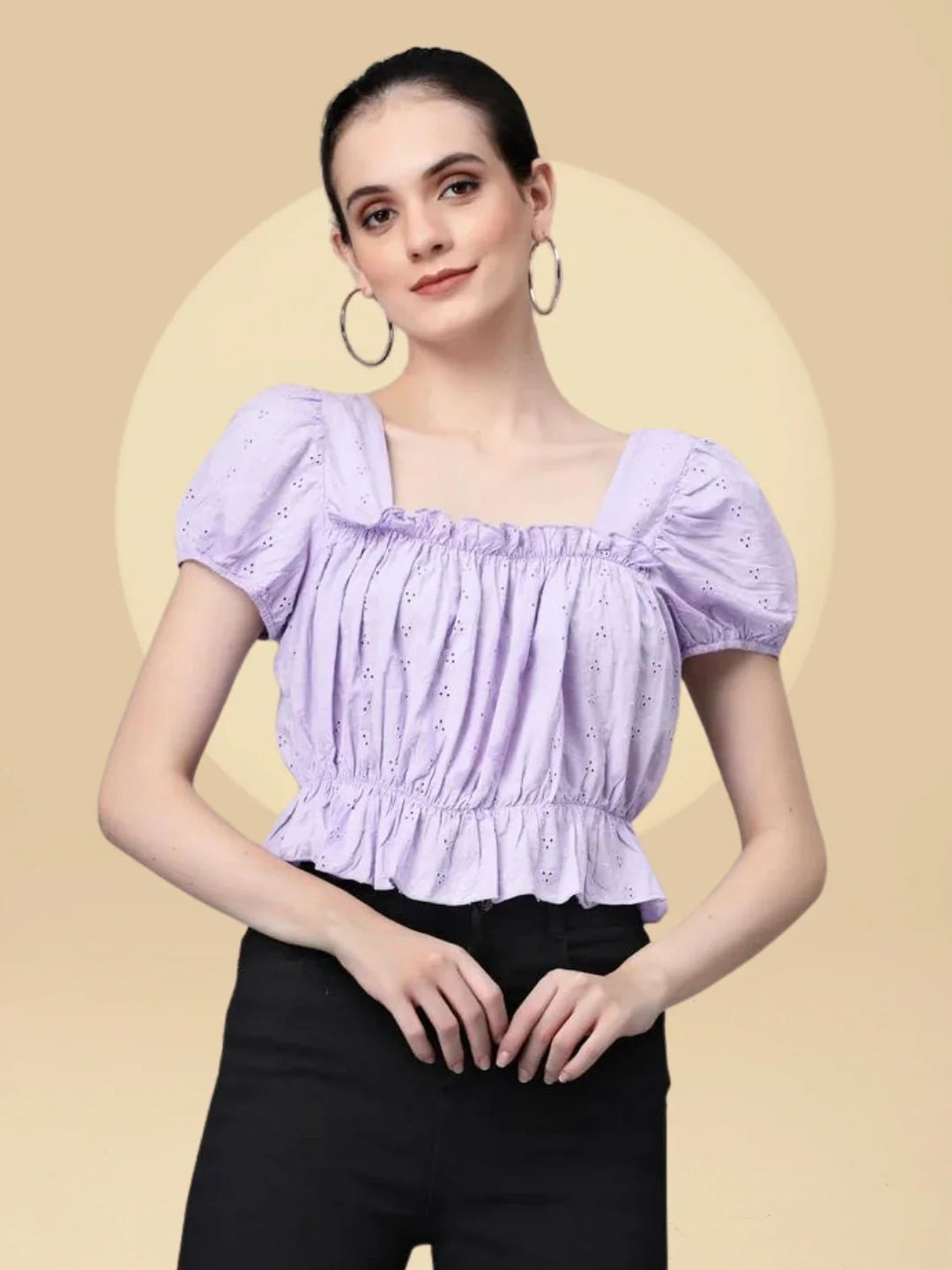 Cotton Embroidered Blouson Top - Global Republic