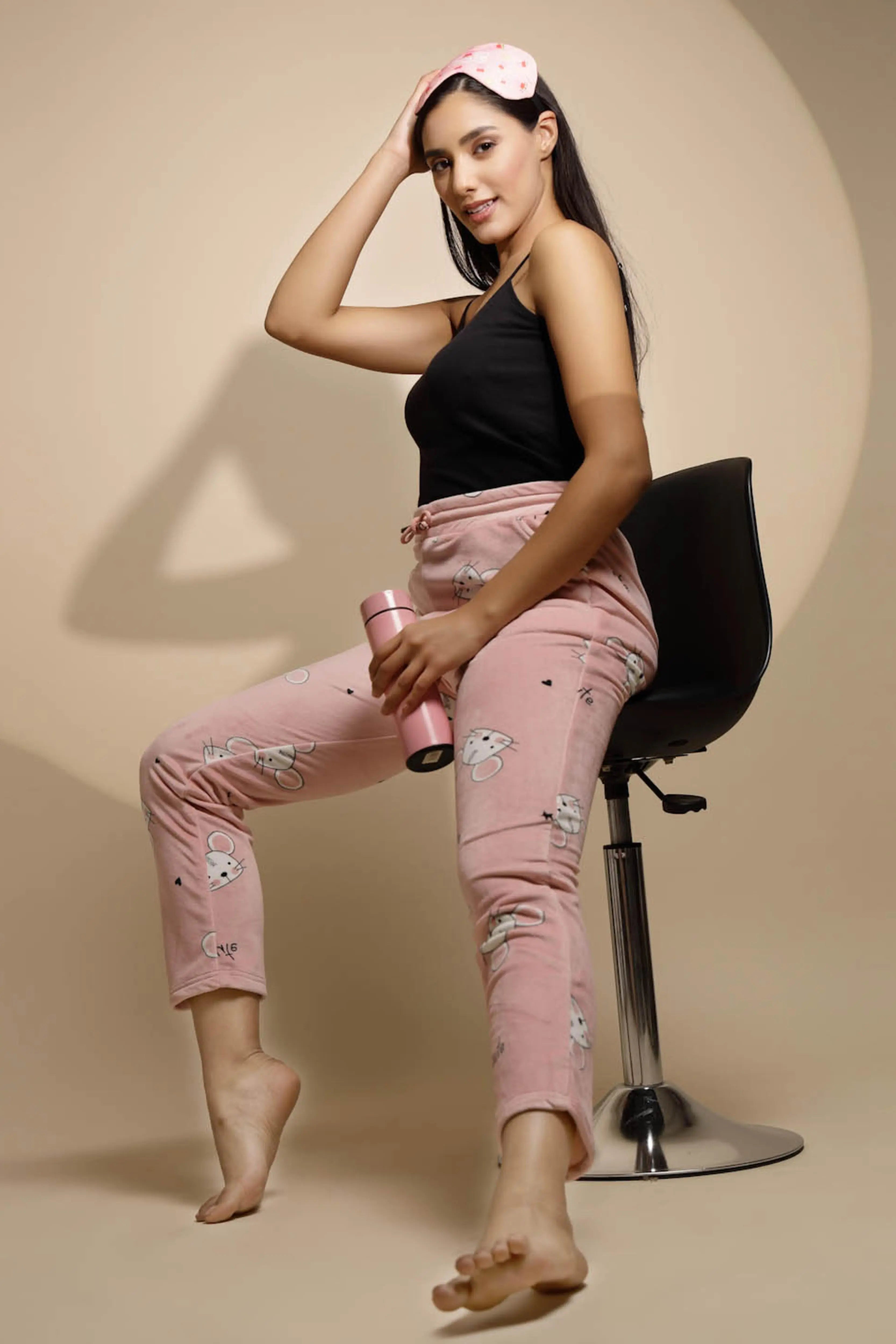 Pink Solid High Rise Cotton Lower - Global Republic