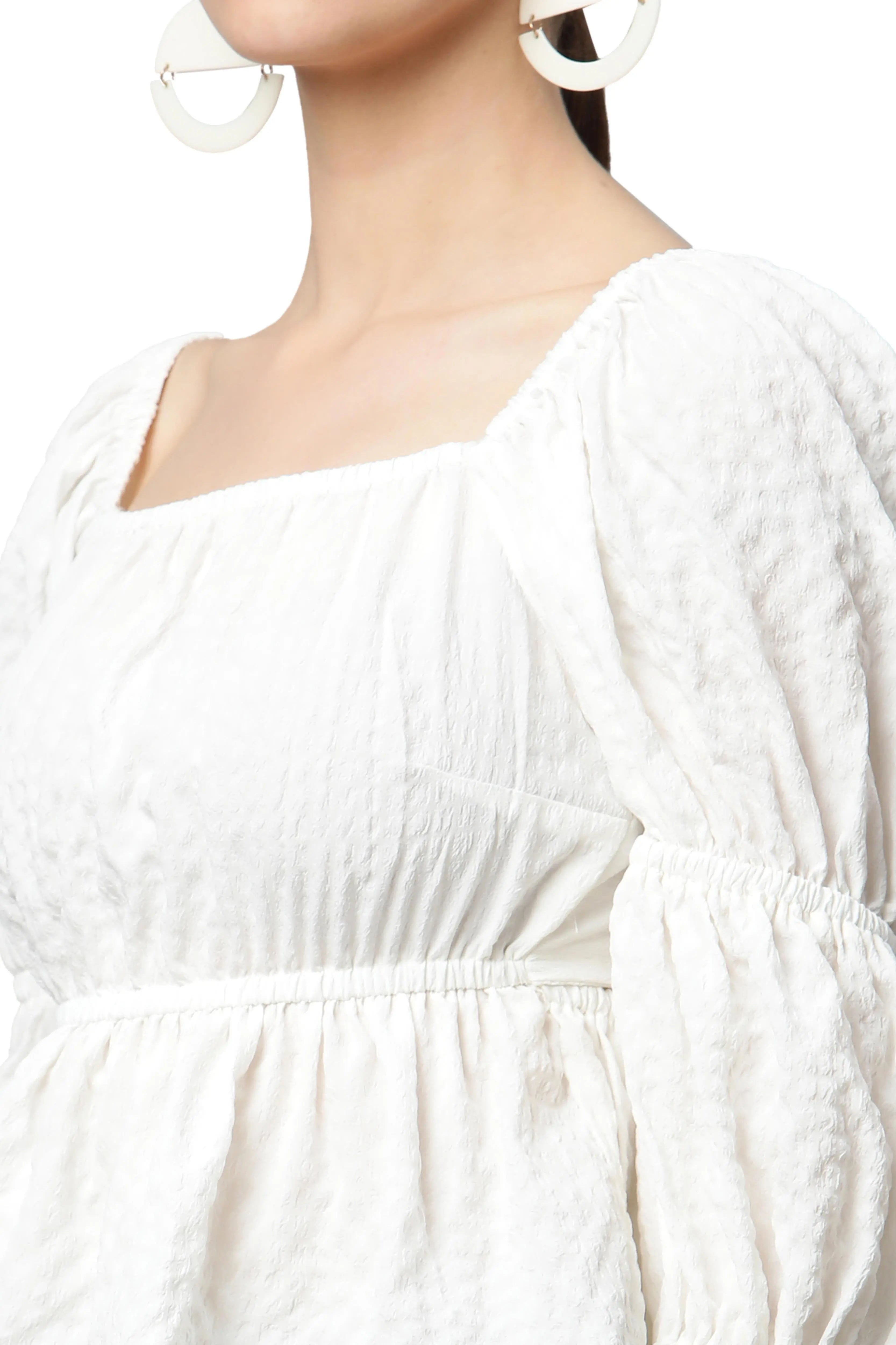 Green Off-Shoulder Peplum Top - Global Republic