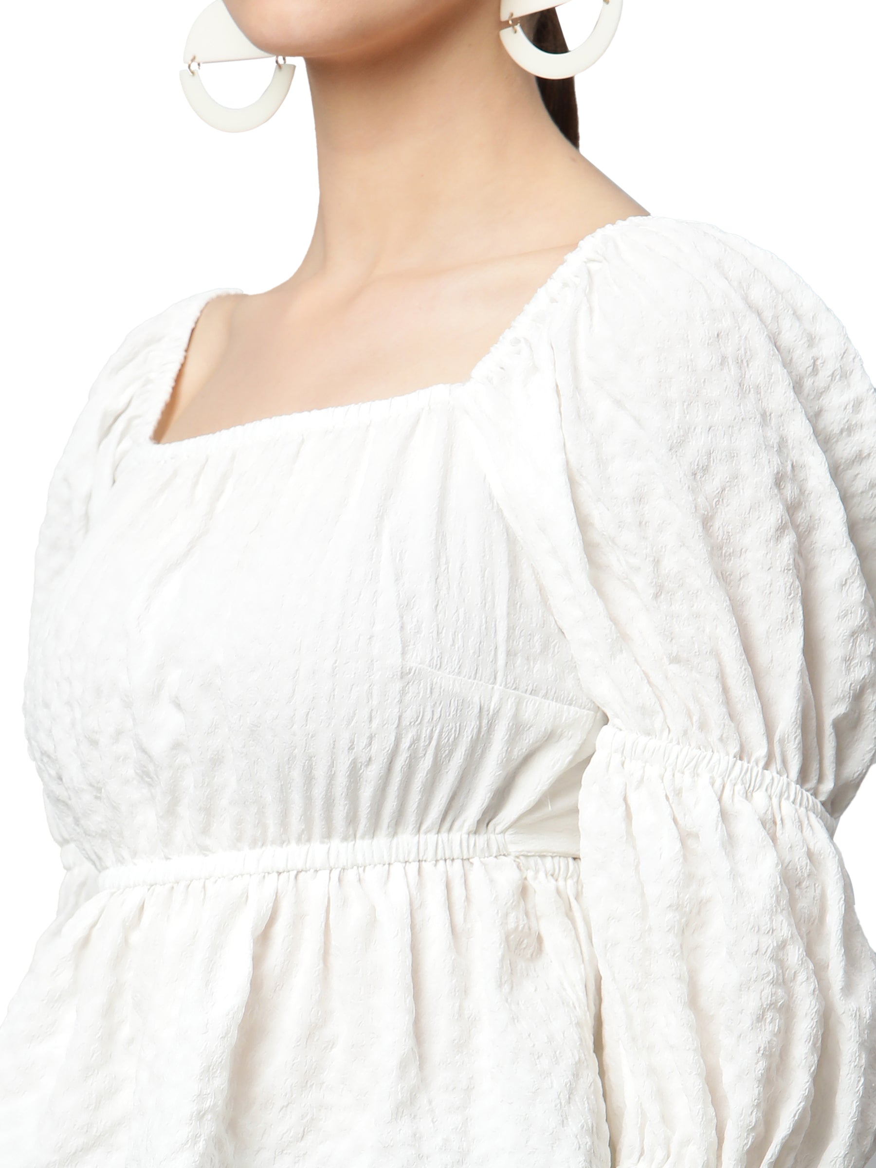 Green Off-Shoulder Peplum Top - Global Republic