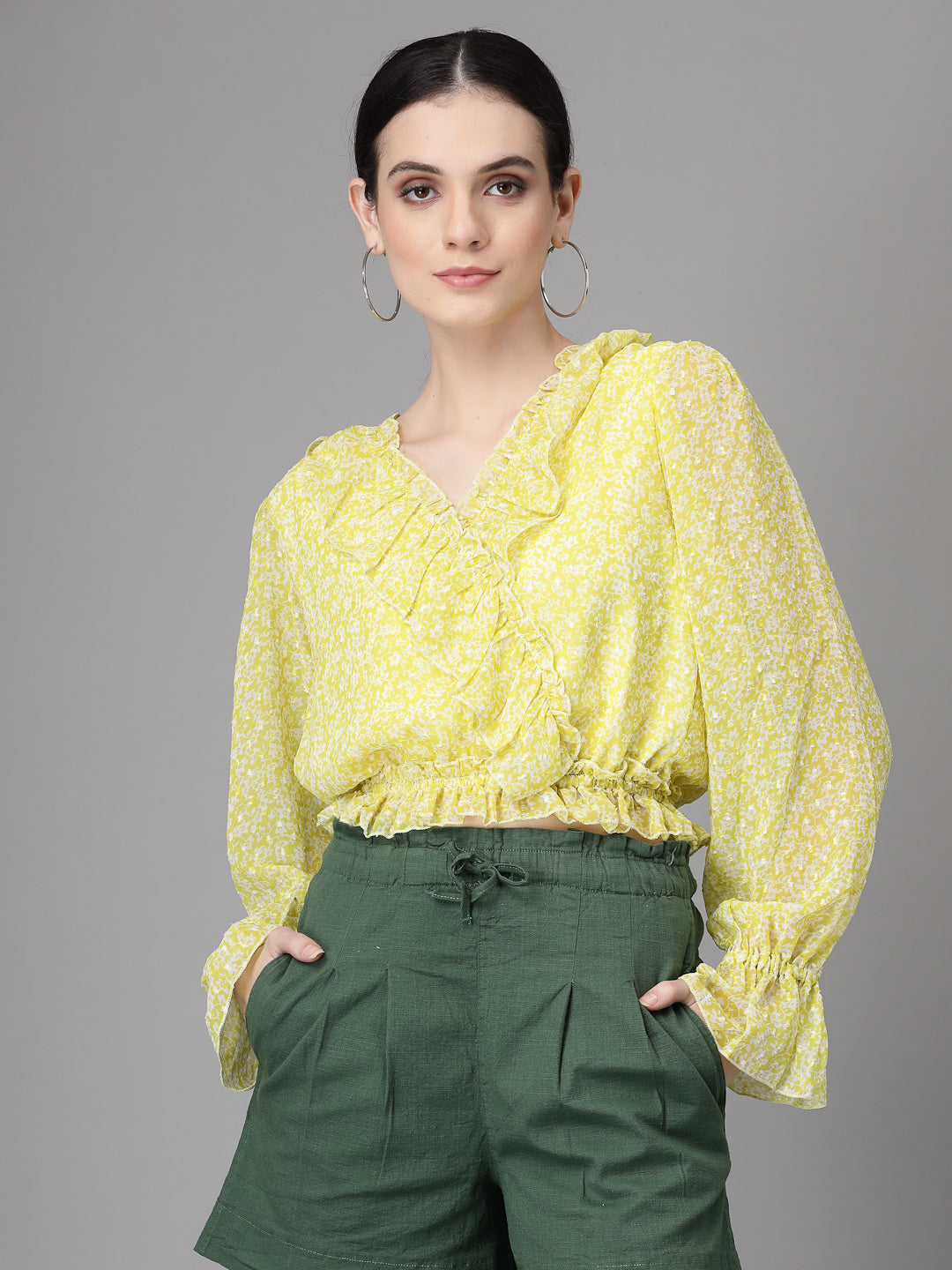 Purple Dobby Printed Crop Top - Global Republic