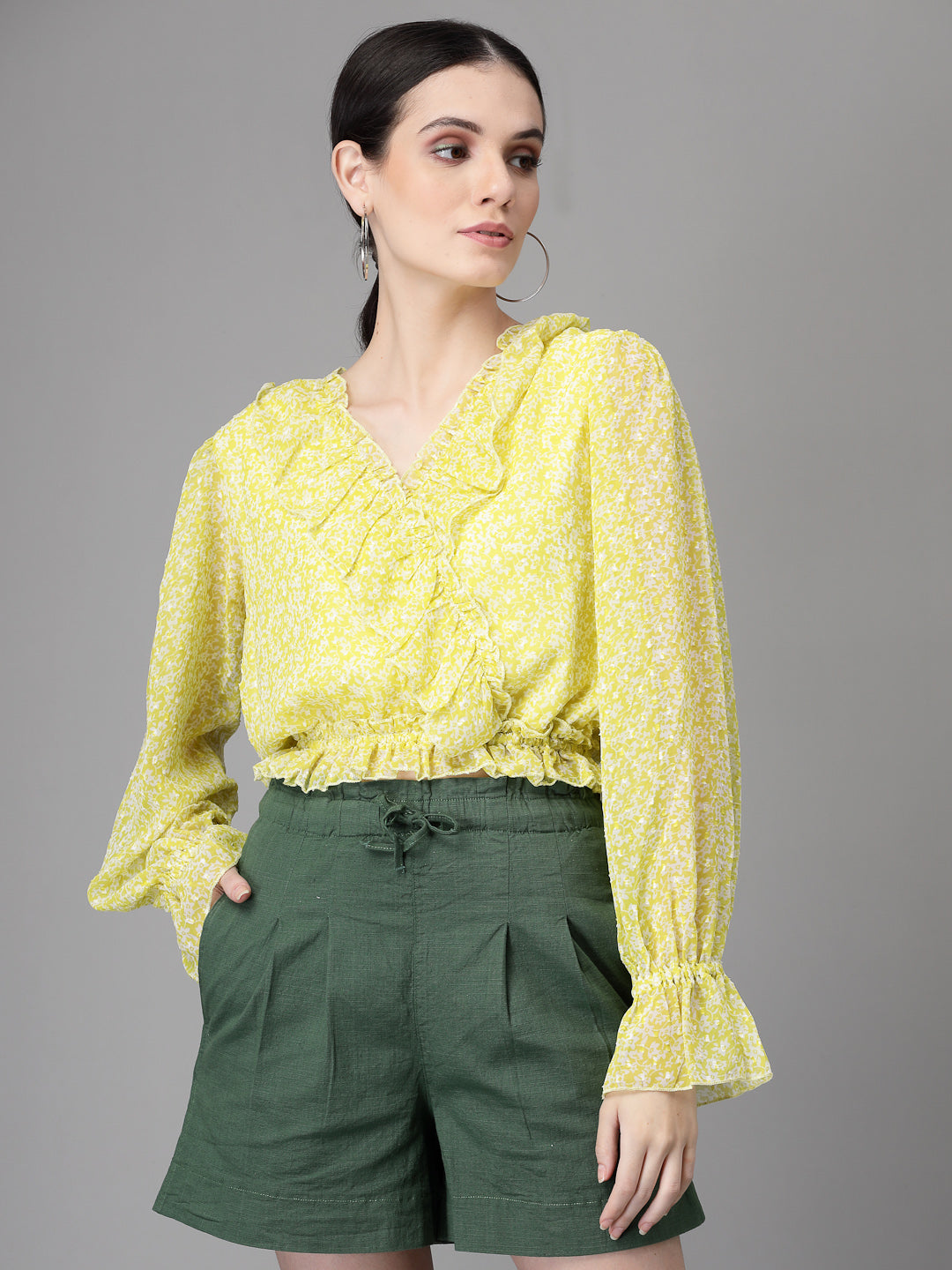 Purple Dobby Printed Crop Top - Global Republic