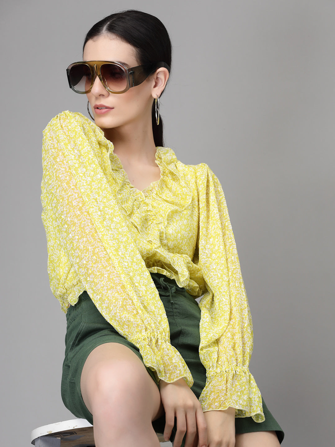 Purple Dobby Printed Crop Top - Global Republic