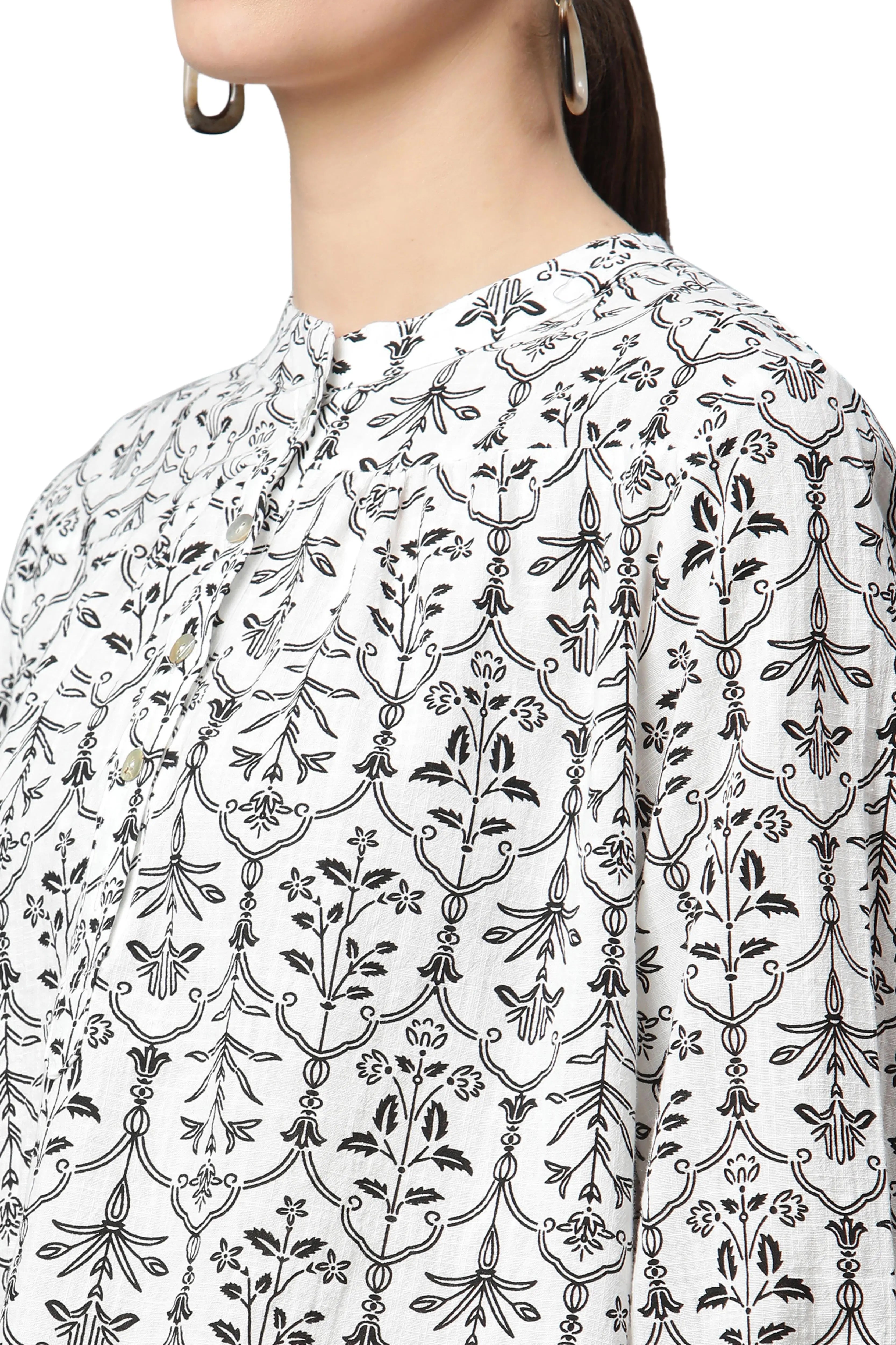 Beige Floral Cotton Top - Global Republic