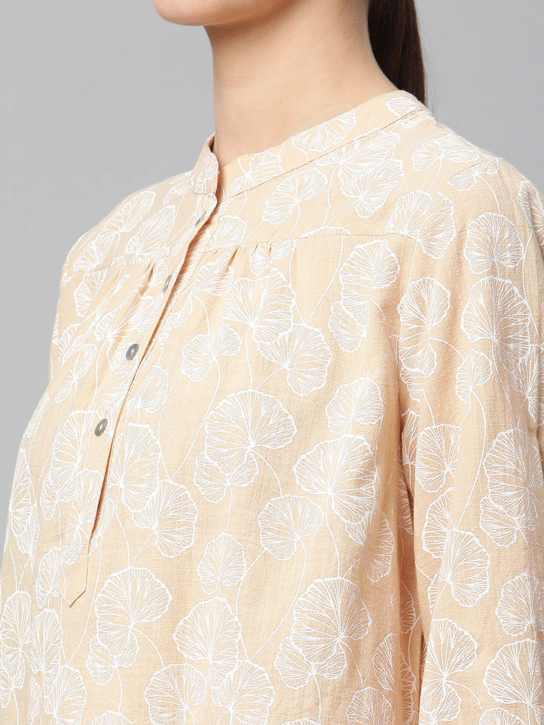 Beige Floral Cotton Top - Global Republic