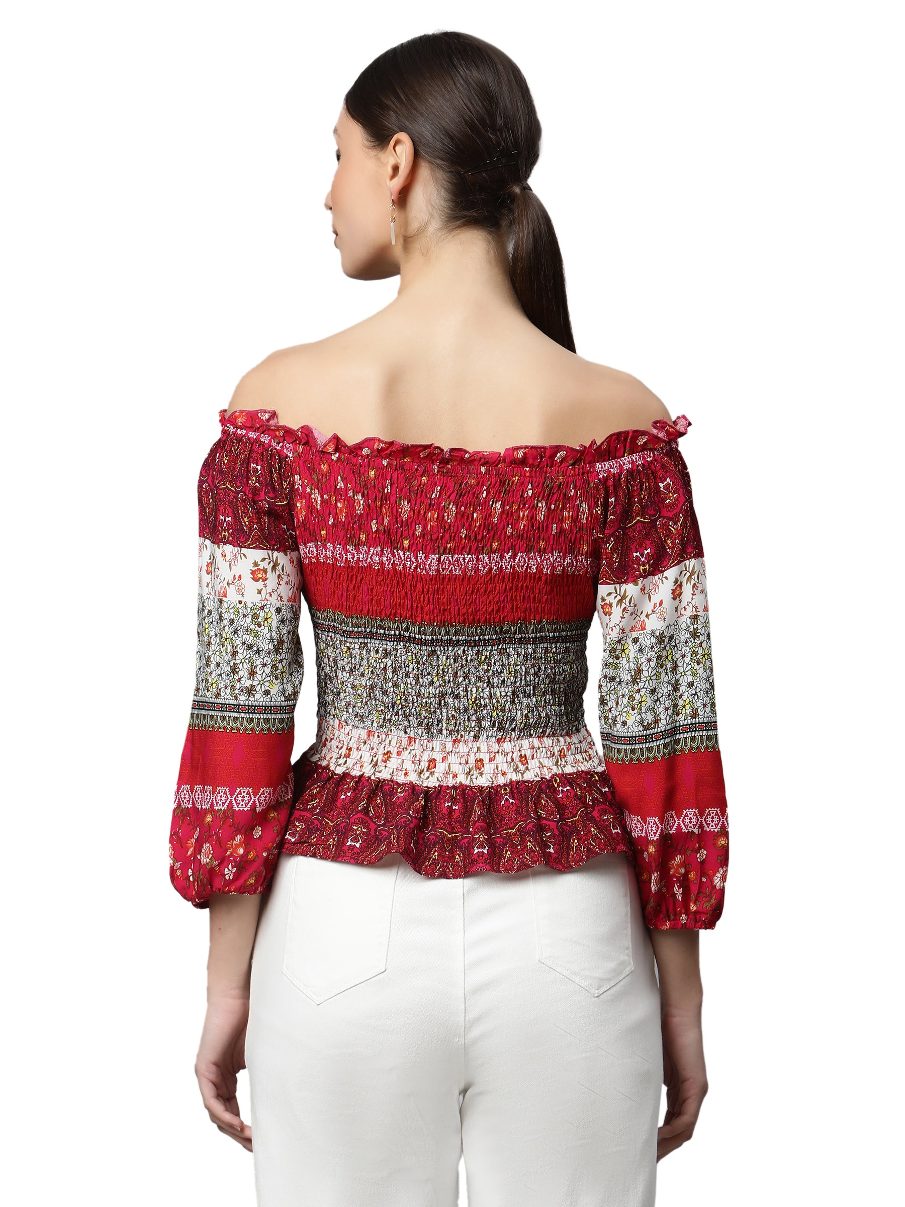 Off-Shoulder Floral Rayon Top - Global Republic